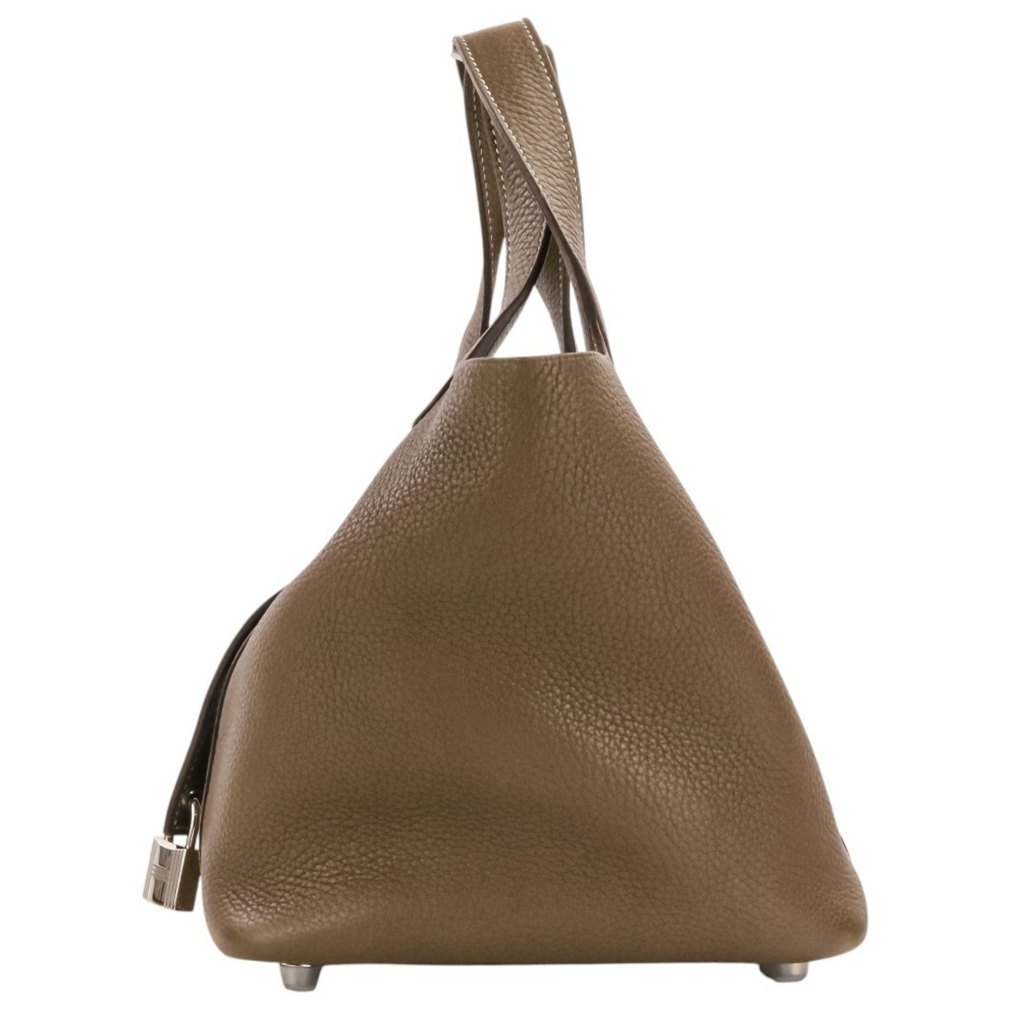 Hermes Etoupe Gray Taurillon Clemence Leather Handbag Tote Bag (Pre-Owned)
