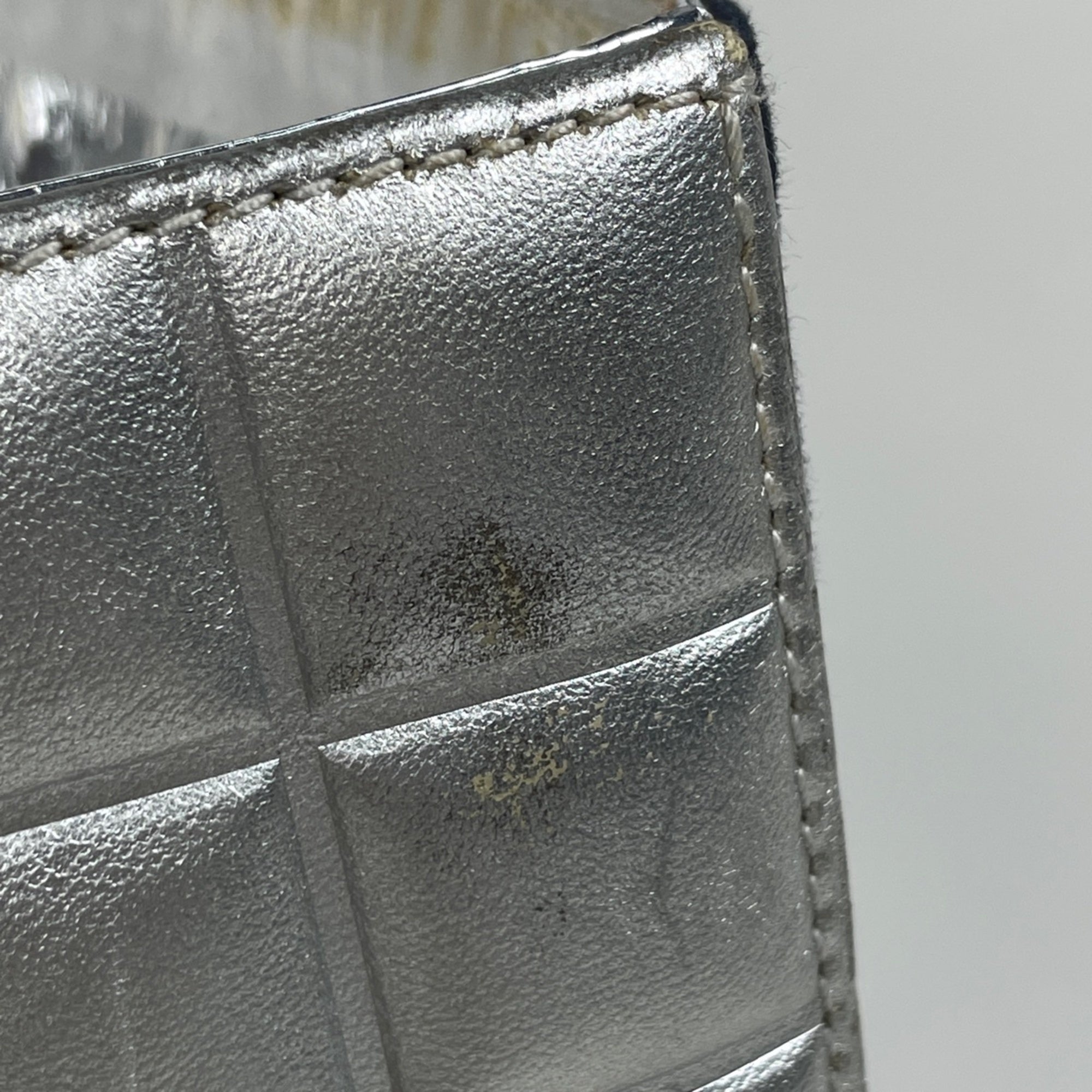 Chanel Navy Silver Canvas Leather Tote Bag (Pre-Owned)