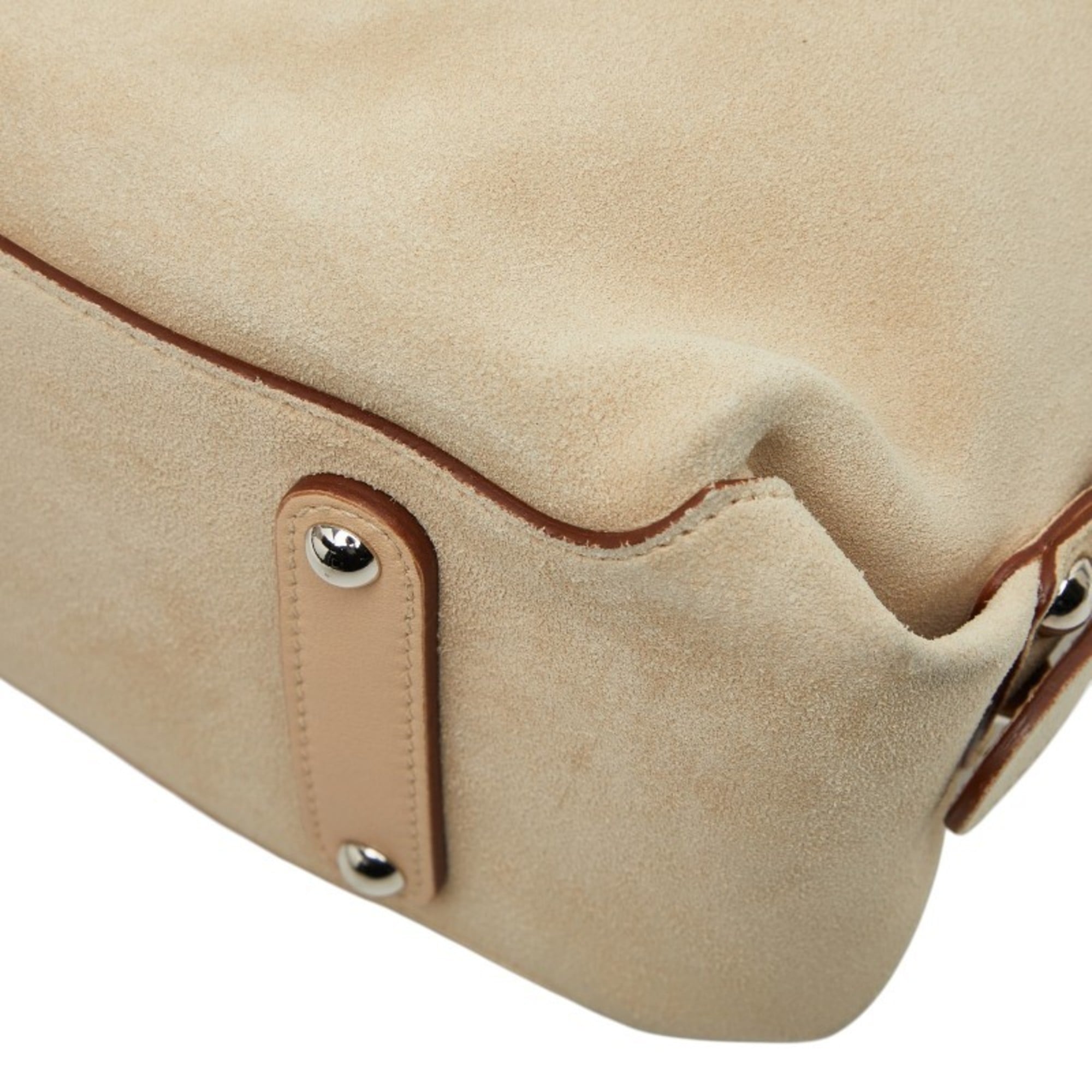 Salvatore Ferragamo Ivory Suede Fur Shoulder Bag (Pre-Owned)
