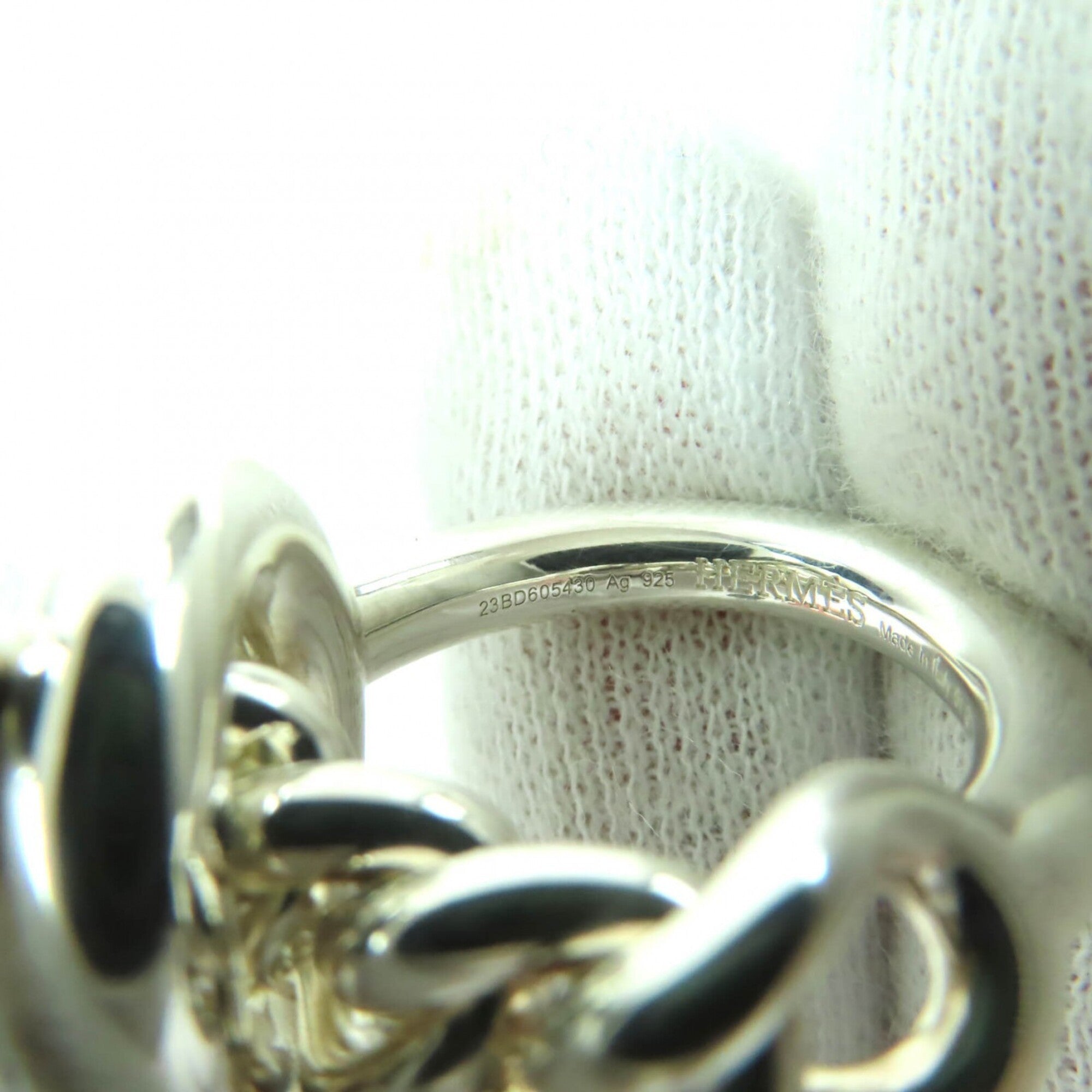 Hermes Silver Silver 925 Band Ring (Pre-Owned)
