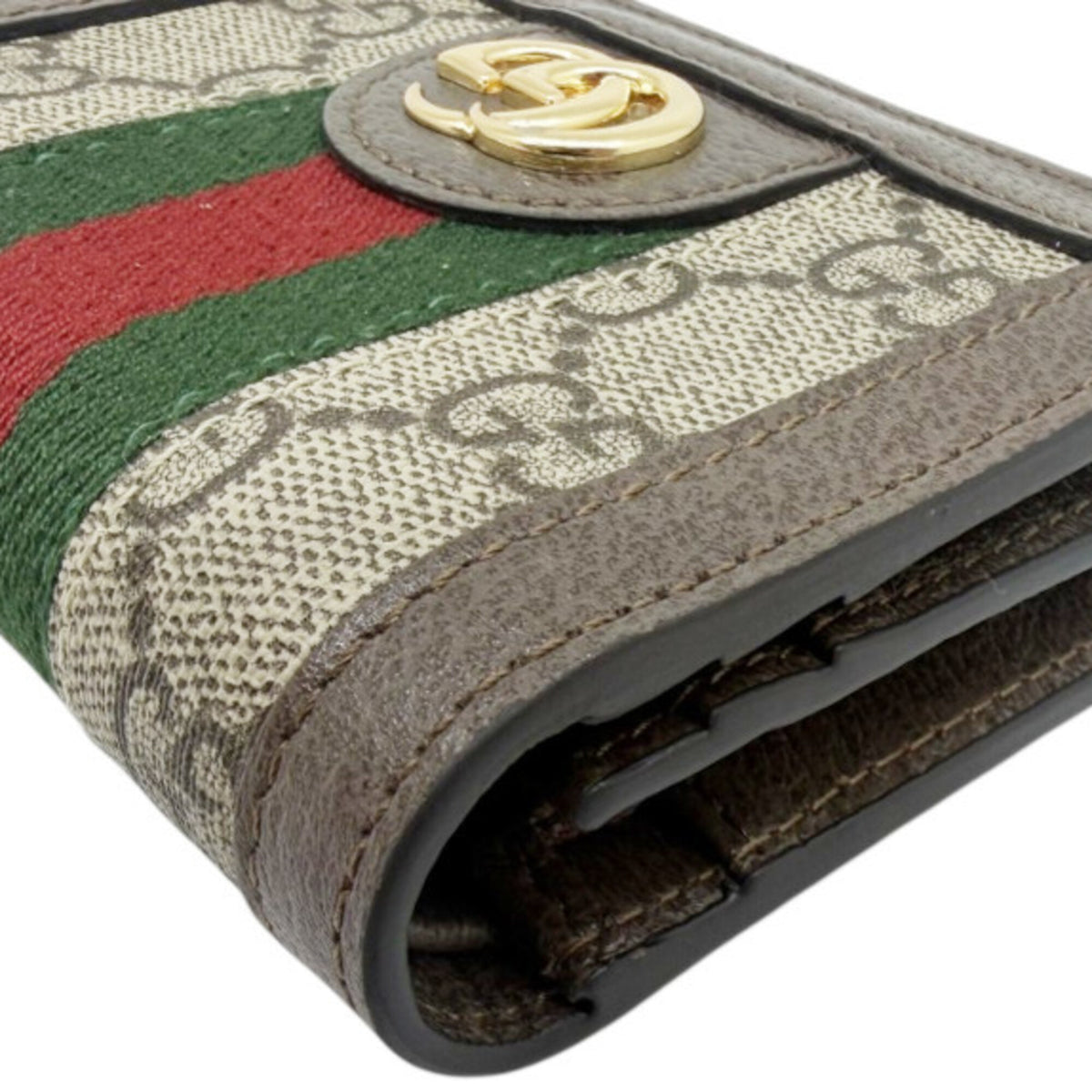 Gucci Beige Brown Leather Gg Canvas Wallet (Bi-Fold) (Pre-Owned)