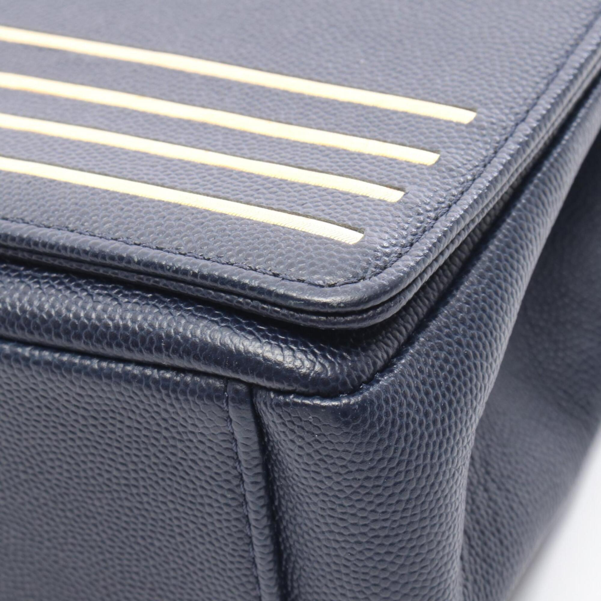 Chanel Navy Grained Calfskin Handbag Shoulder Bag (Pre-Owned)