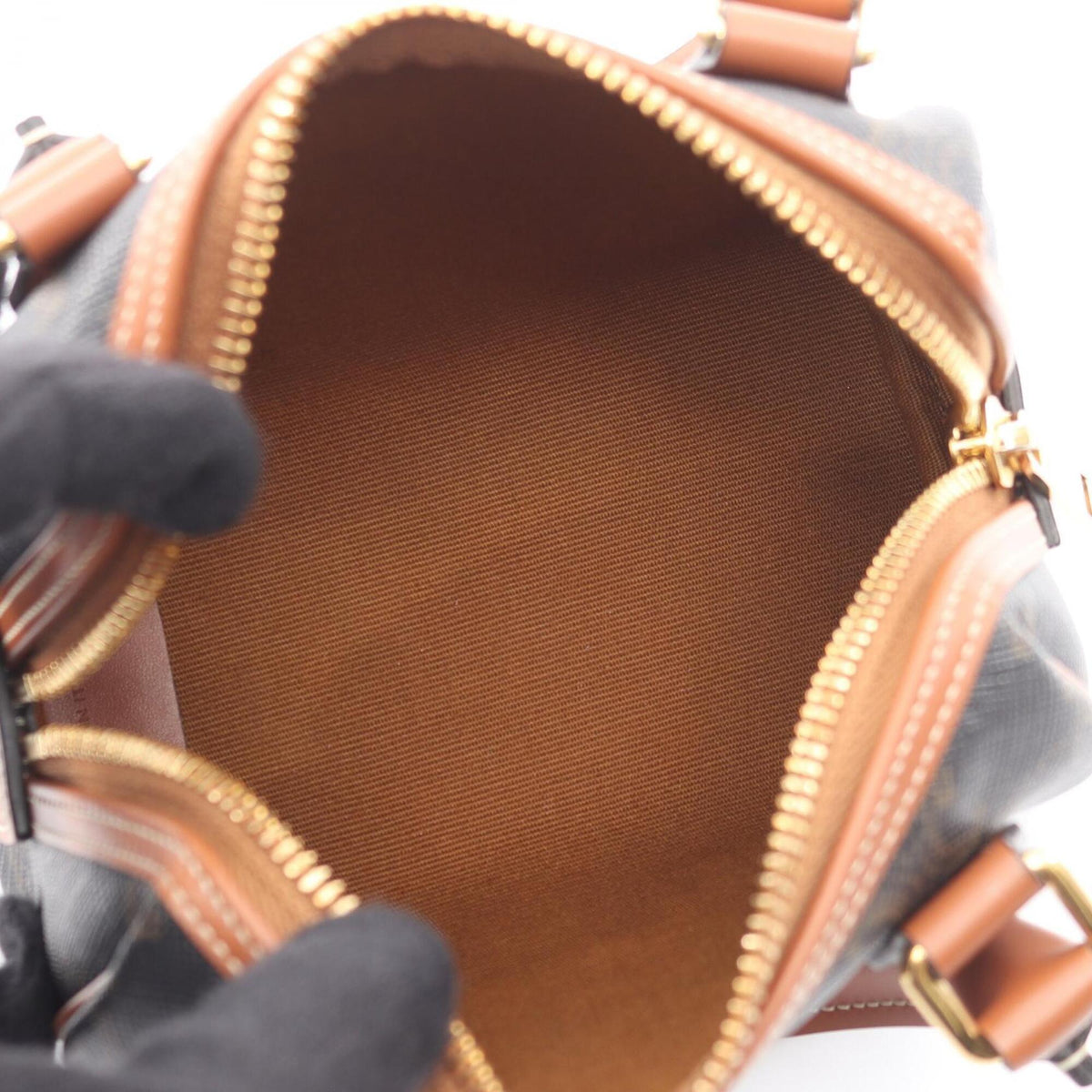 Celine Black Brown Coated Canvas Leather Handbag (Pre-Owned)
