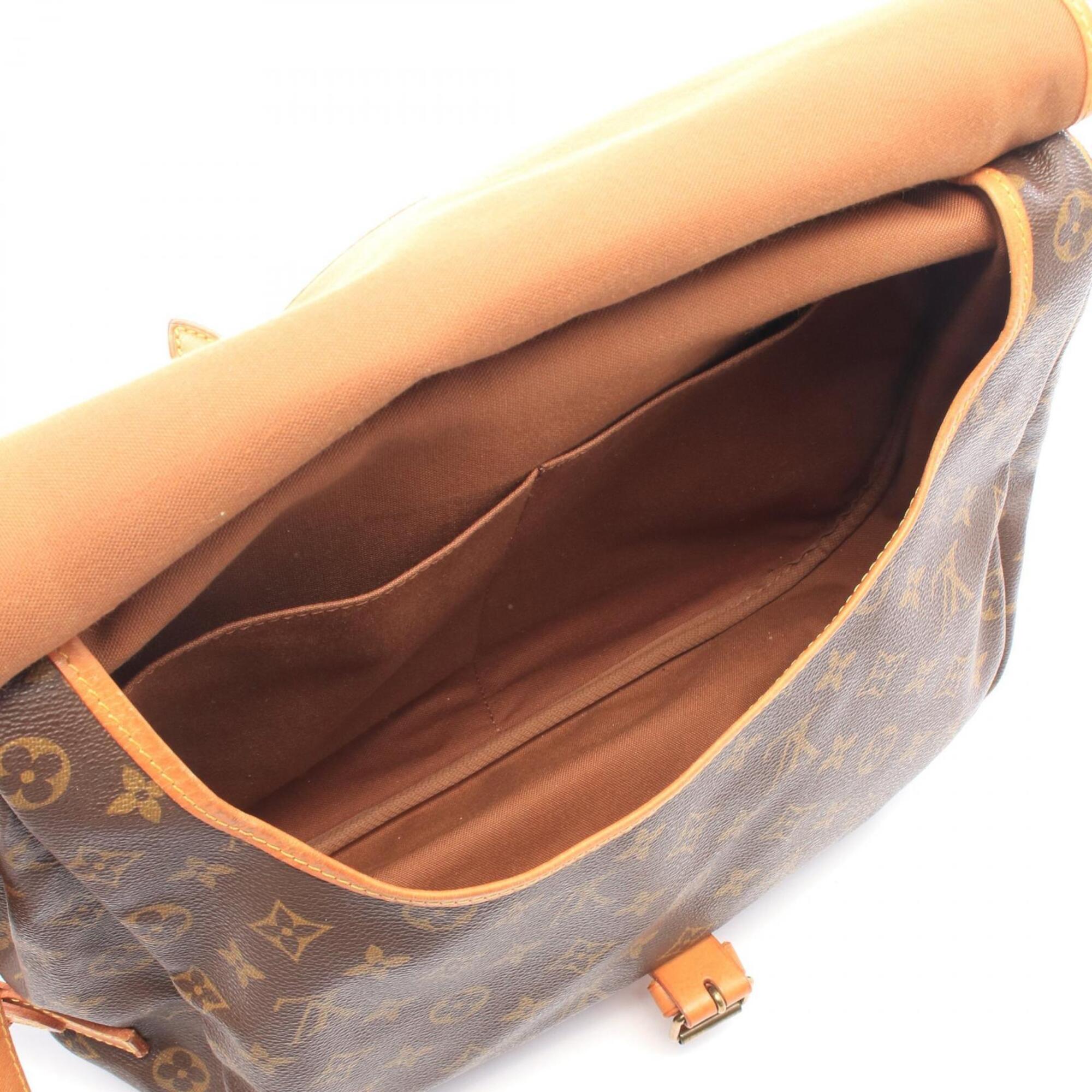Louis Vuitton Brown Coated Canvas Leather Handbag Shoulder Bag (Pre-Owned)