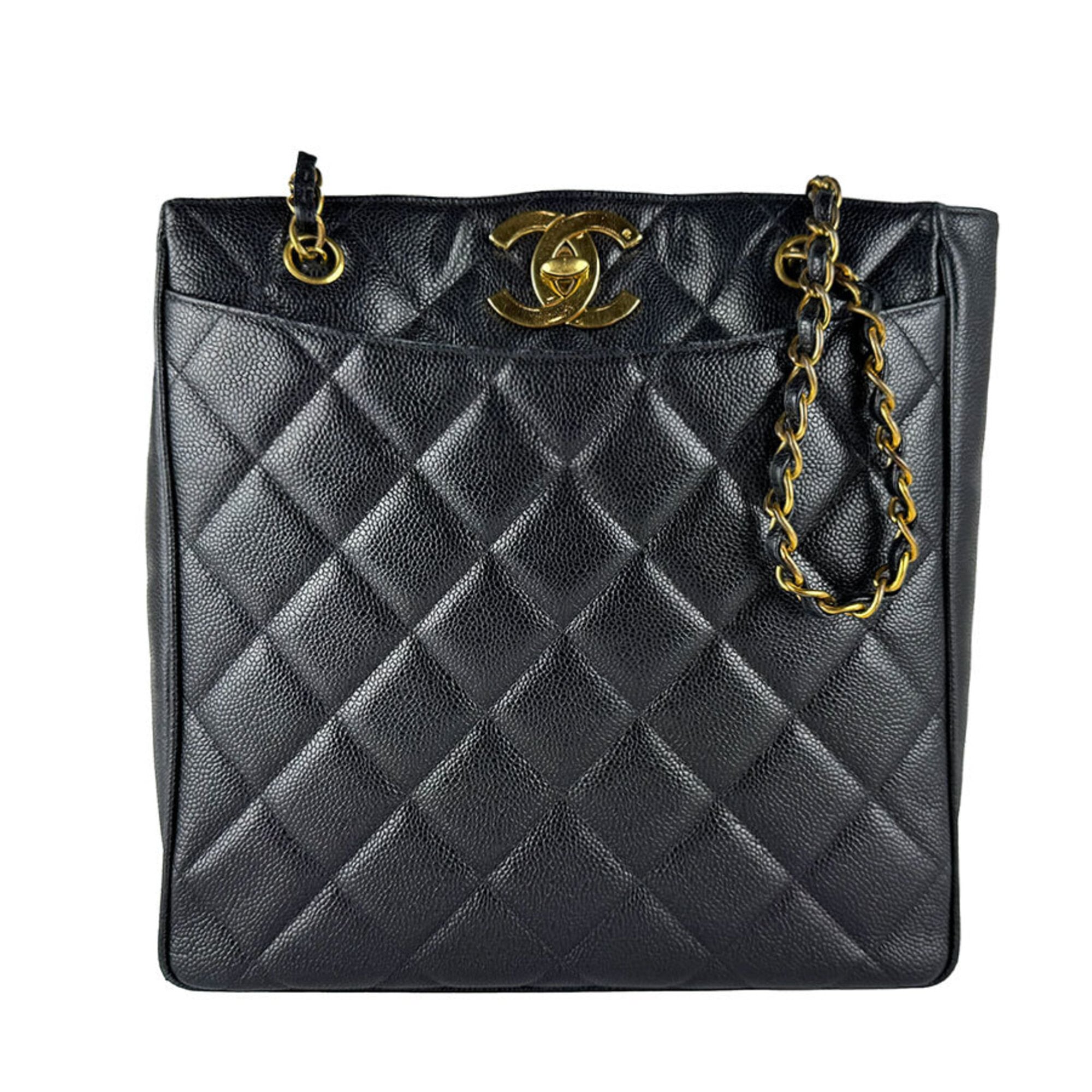 Chanel Black Grained Calfskin Shoulder Bag (Pre-Owned)