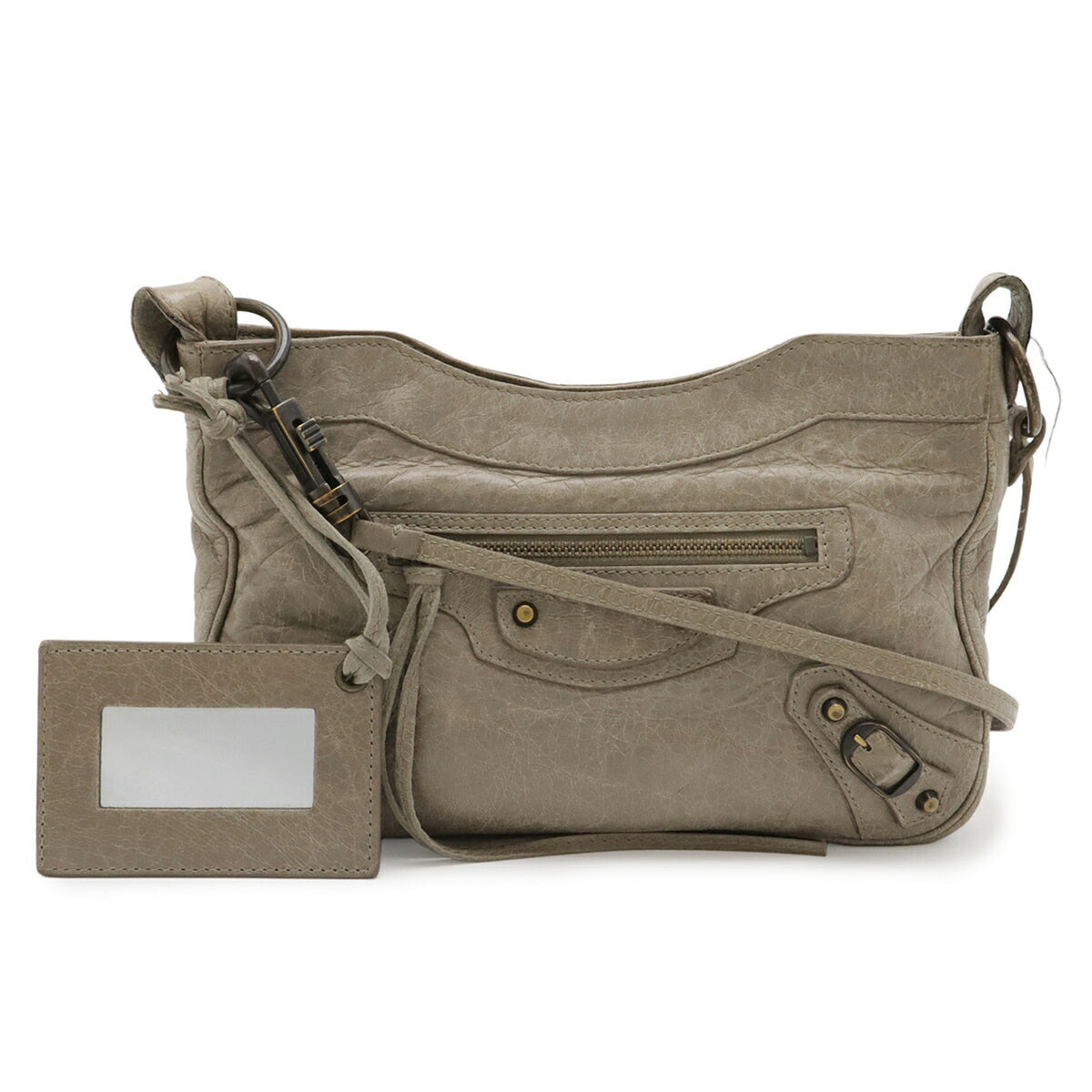 Balenciaga Grayish Leather Clutch Bag Pochette Shoulder Bag (Pre-Owned)