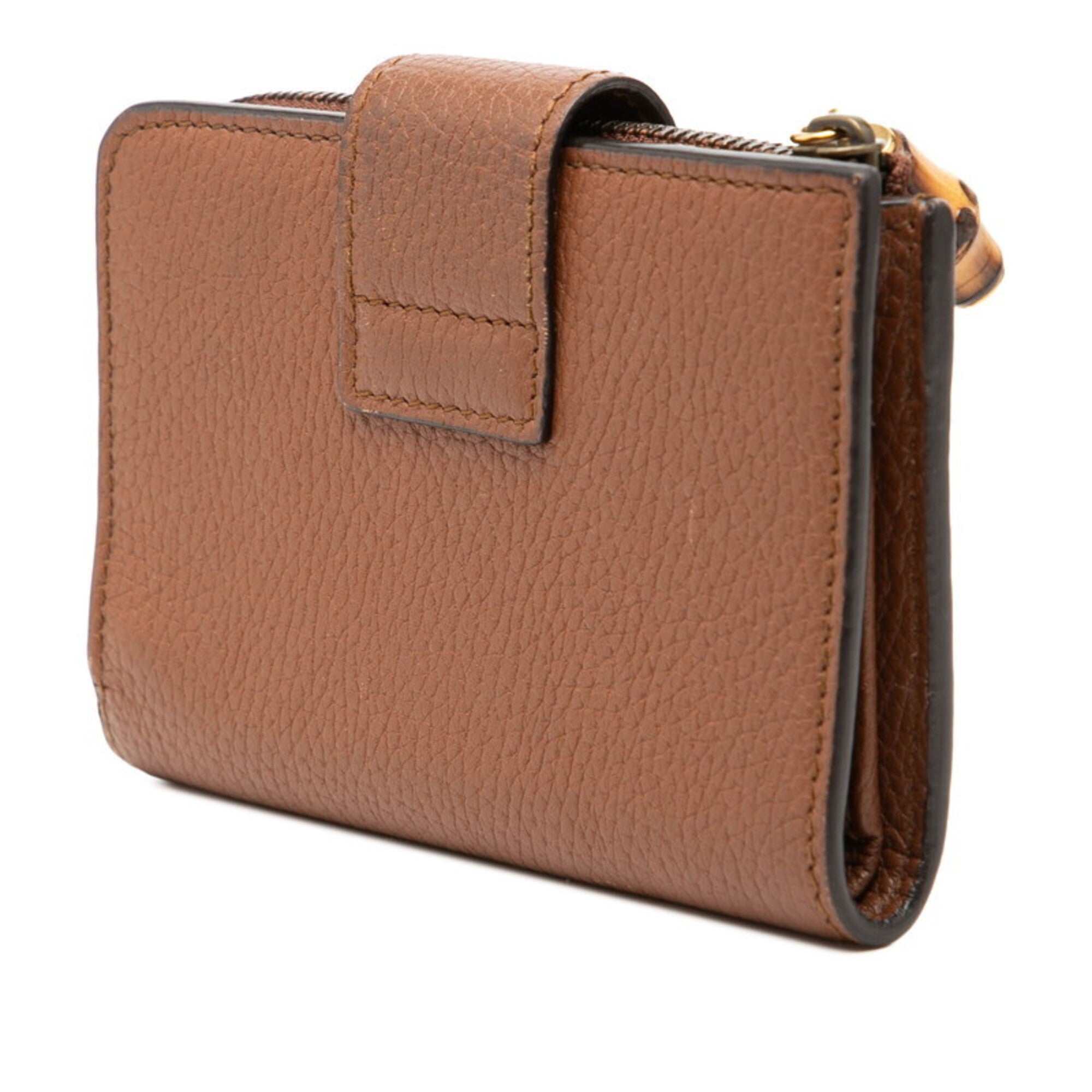 Gucci Bamboo Brown Leather Wallet (Bi-Fold) (Pre-Owned)