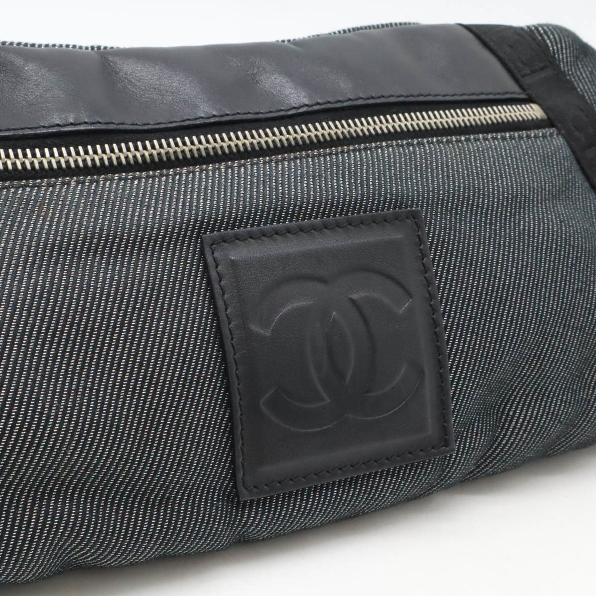 Chanel Black Jacquard Leather Pouch Sling Bag (Pre-Owned)