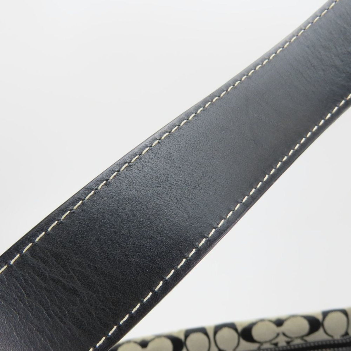 Coach Signature Black Gray Canvas Leather Shoulder Bag (Pre-Owned)