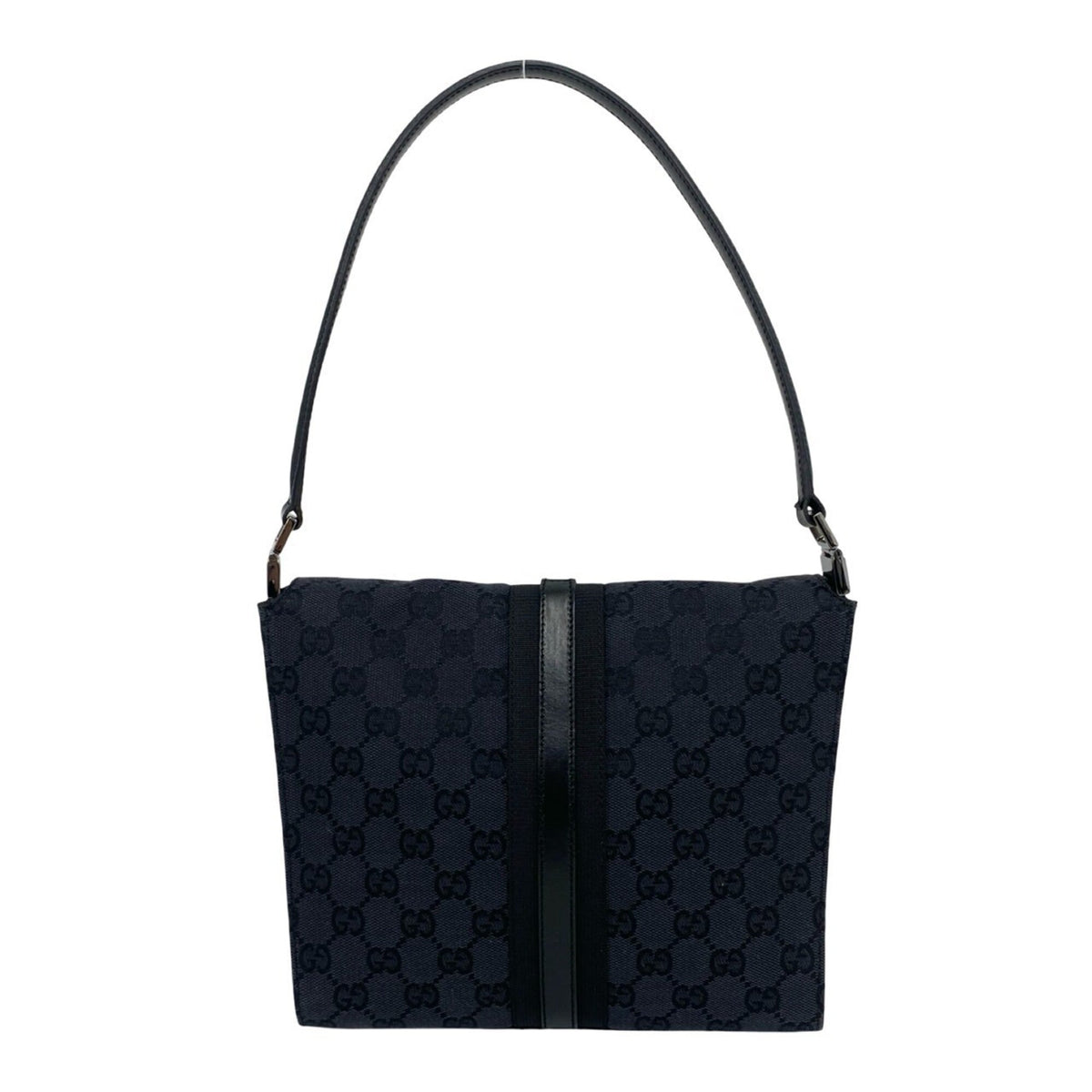 Gucci Black Canvas Leather Handbag Shoulder Bag (Pre-Owned)