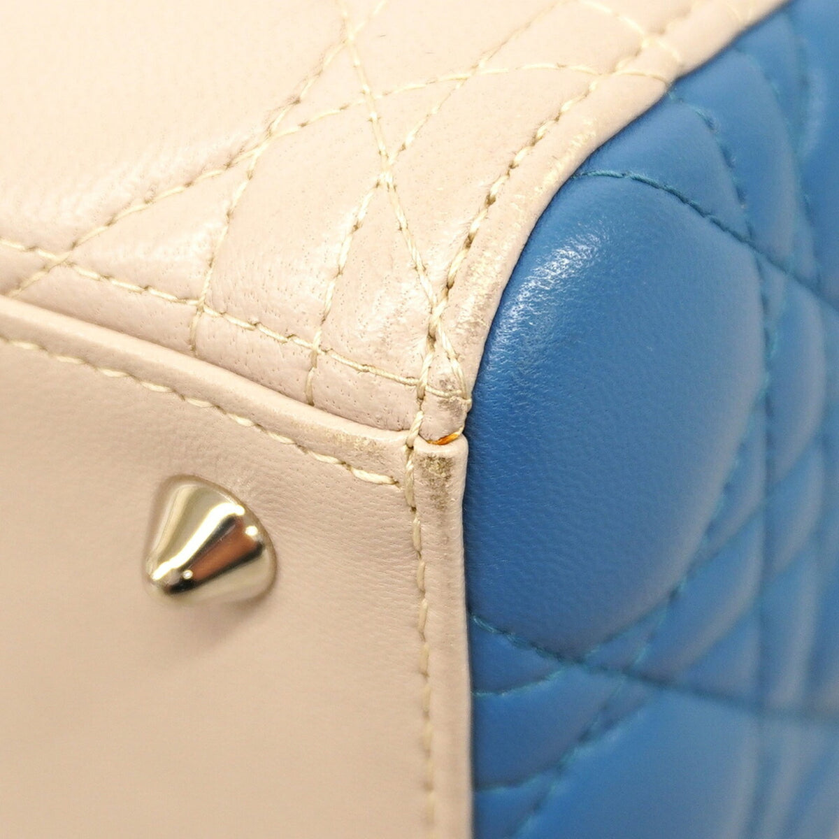 Christian Dior Beige Blue Pink Leather Handbag (Pre-Owned)