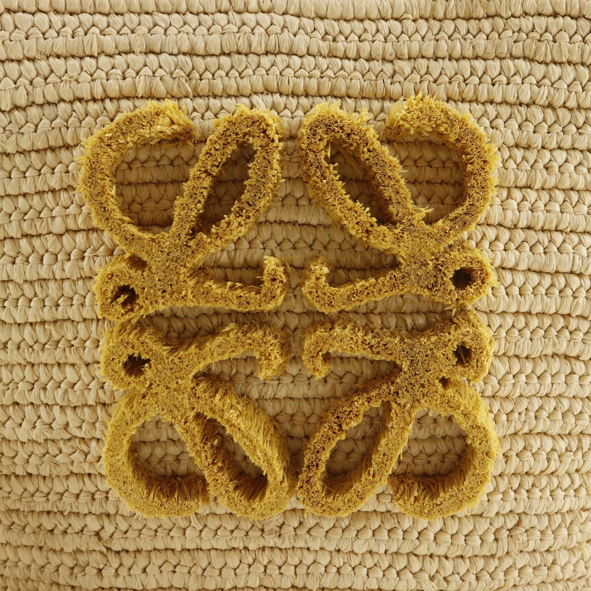 Loewe Beige Yellow Raffia Leather Basket Handbag (Pre-Owned)