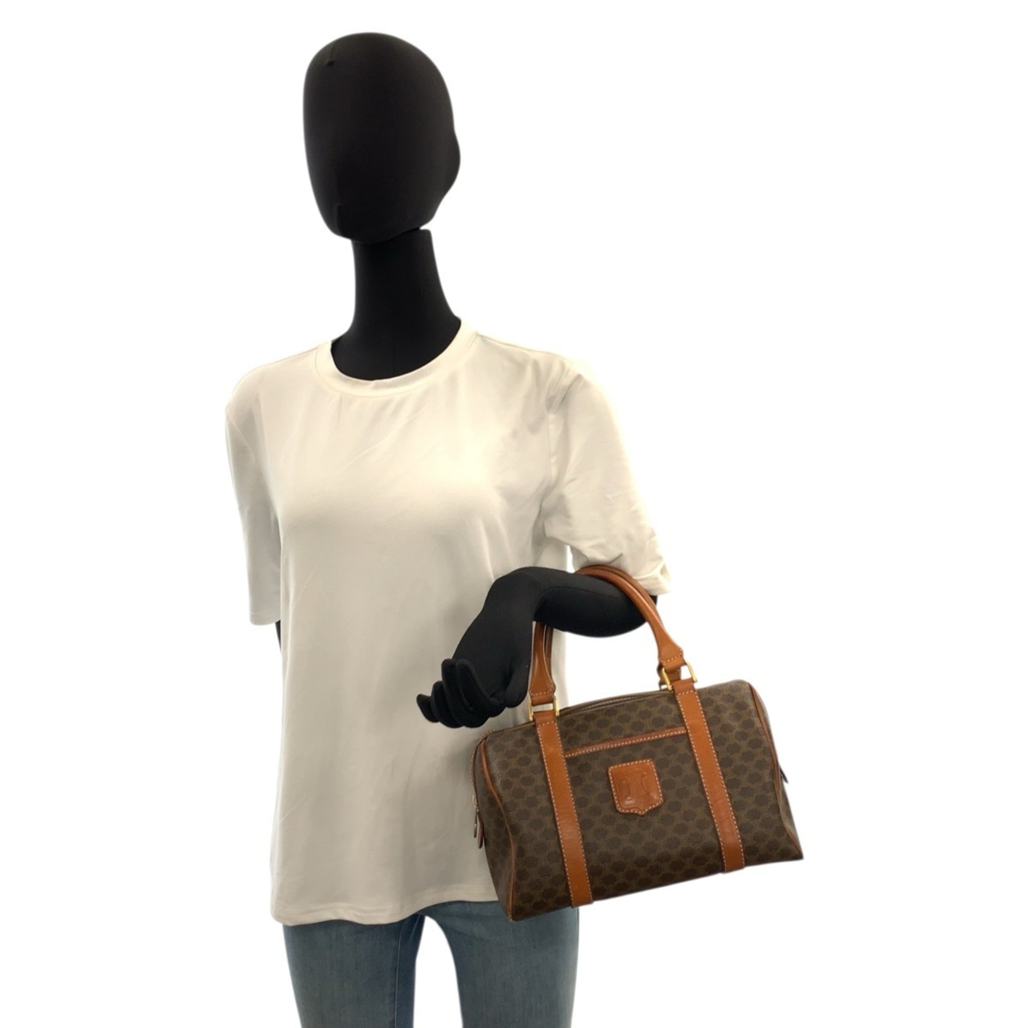 Celine Brown Pvc Leather Boston Bag Handbag (Pre-Owned)