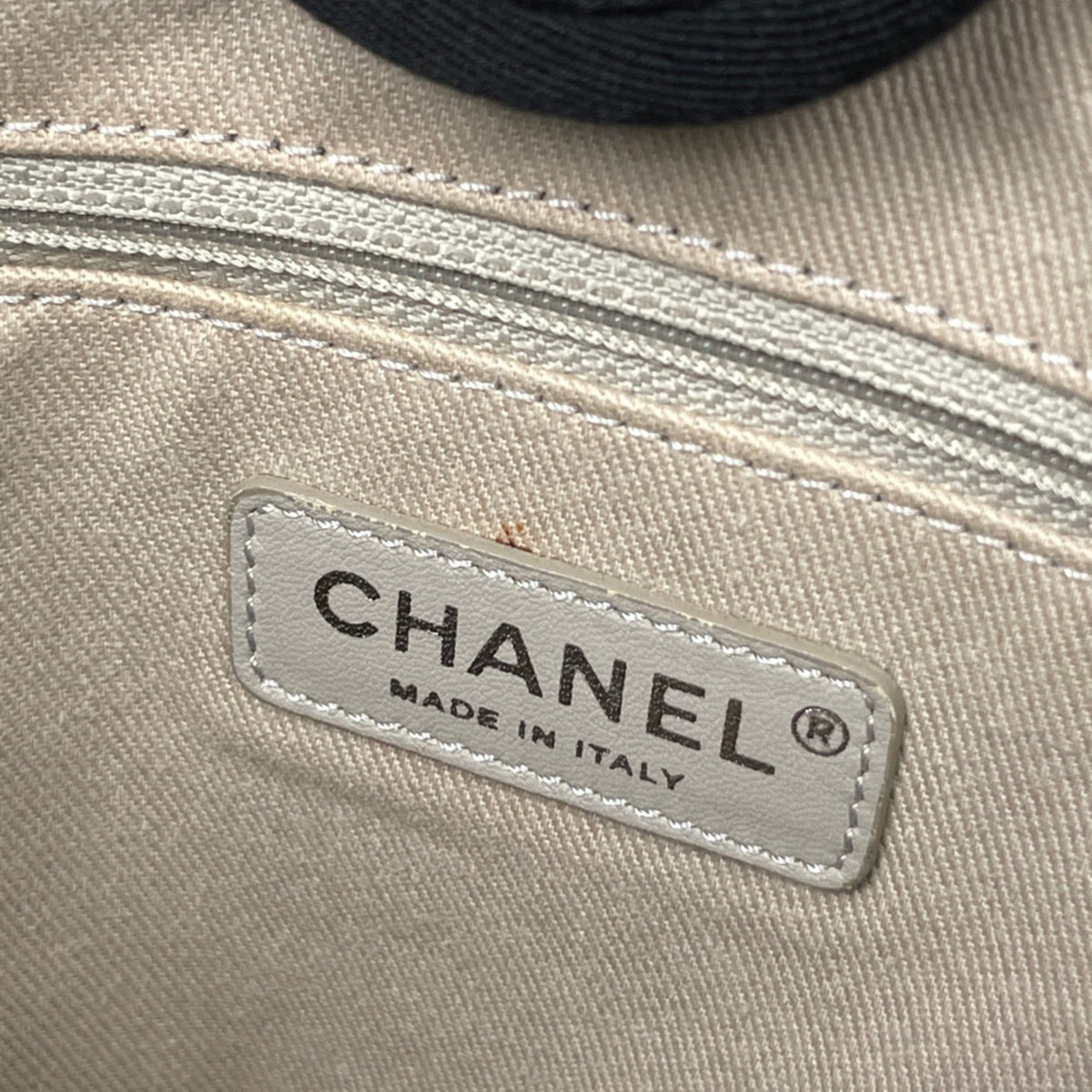 Chanel Black Gray Canvas Leather Tote Bag (Pre-Owned)