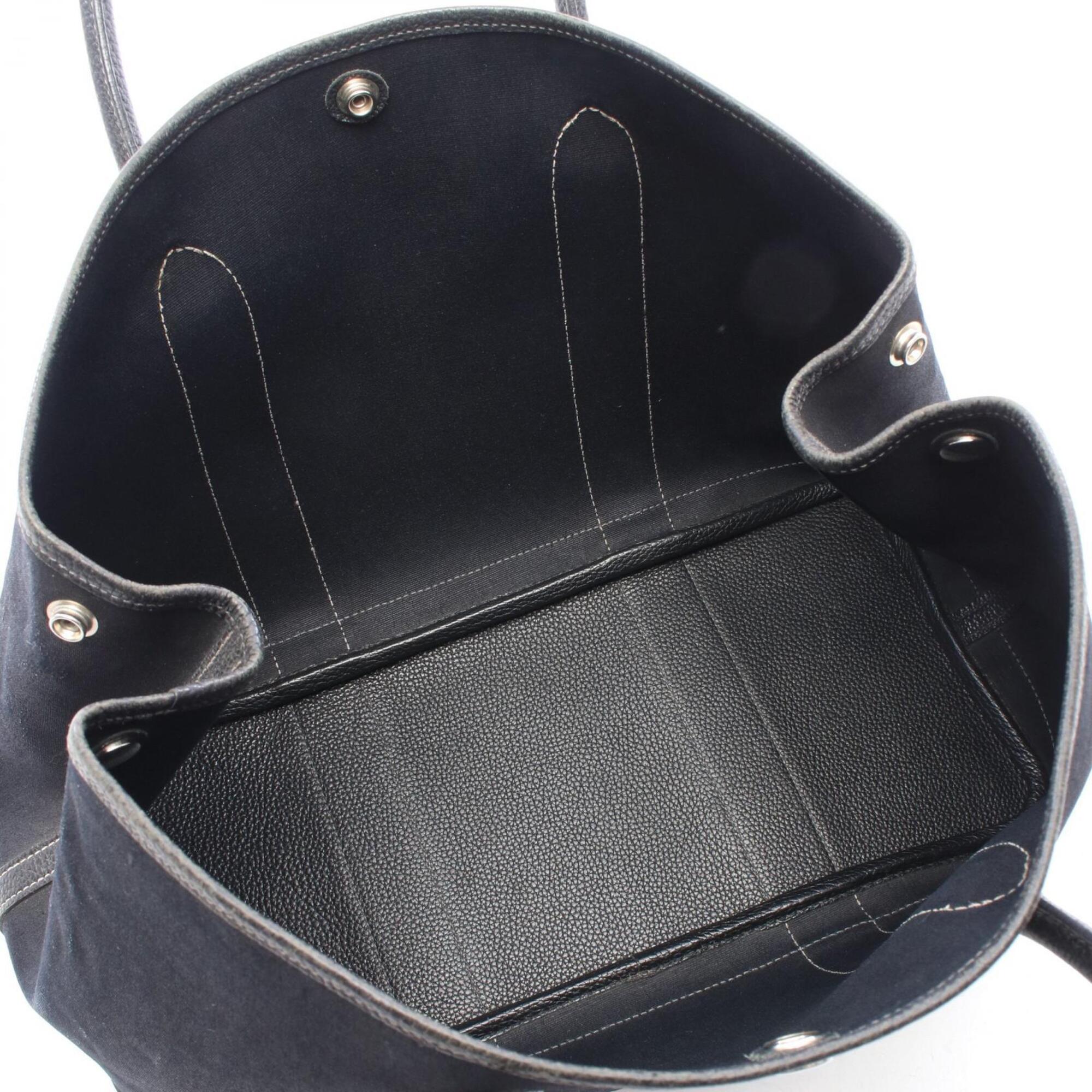 Hermes Black Toile Officier Handbag Tote Bag (Pre-Owned)