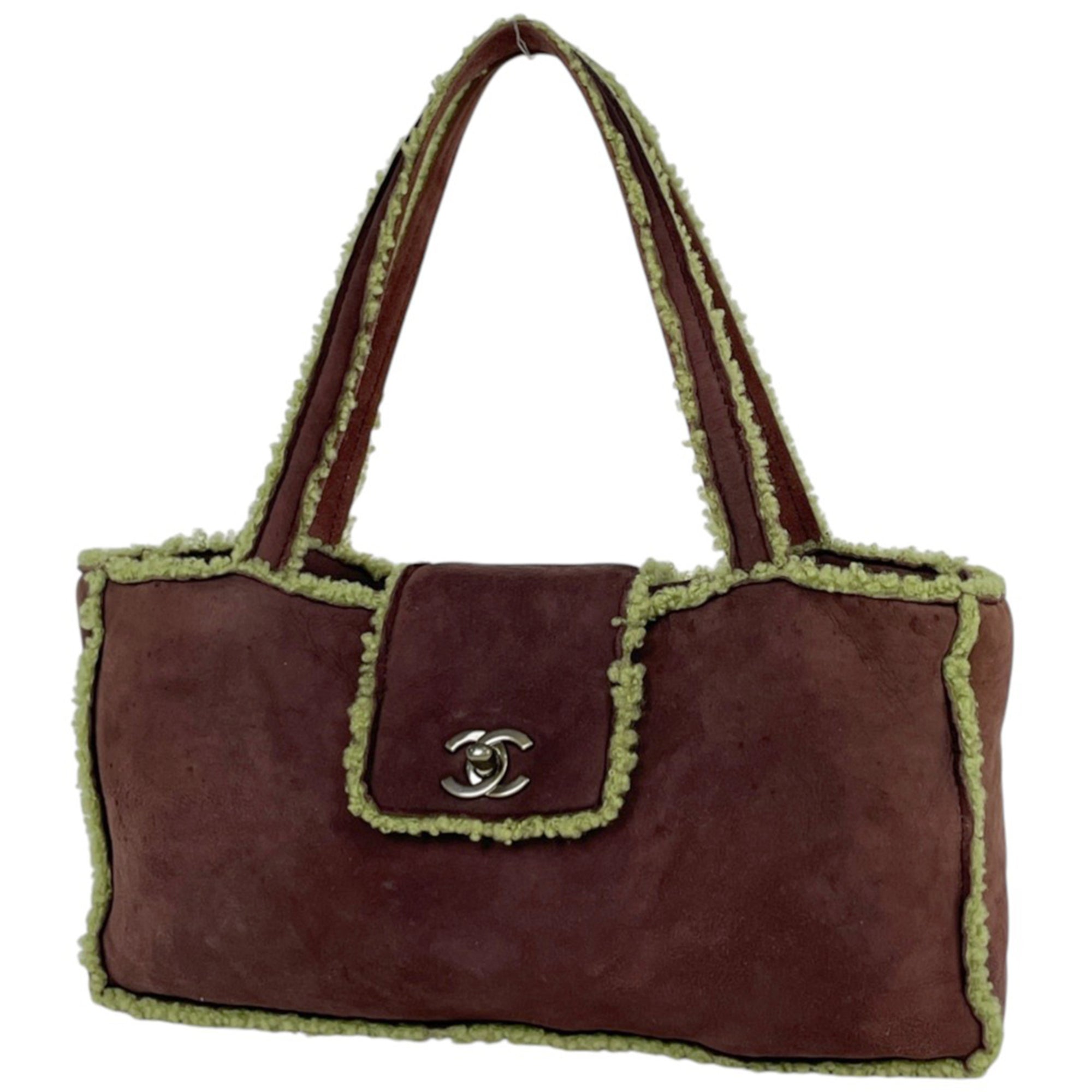 Chanel Brown Green Suede Handbag (Pre-Owned)