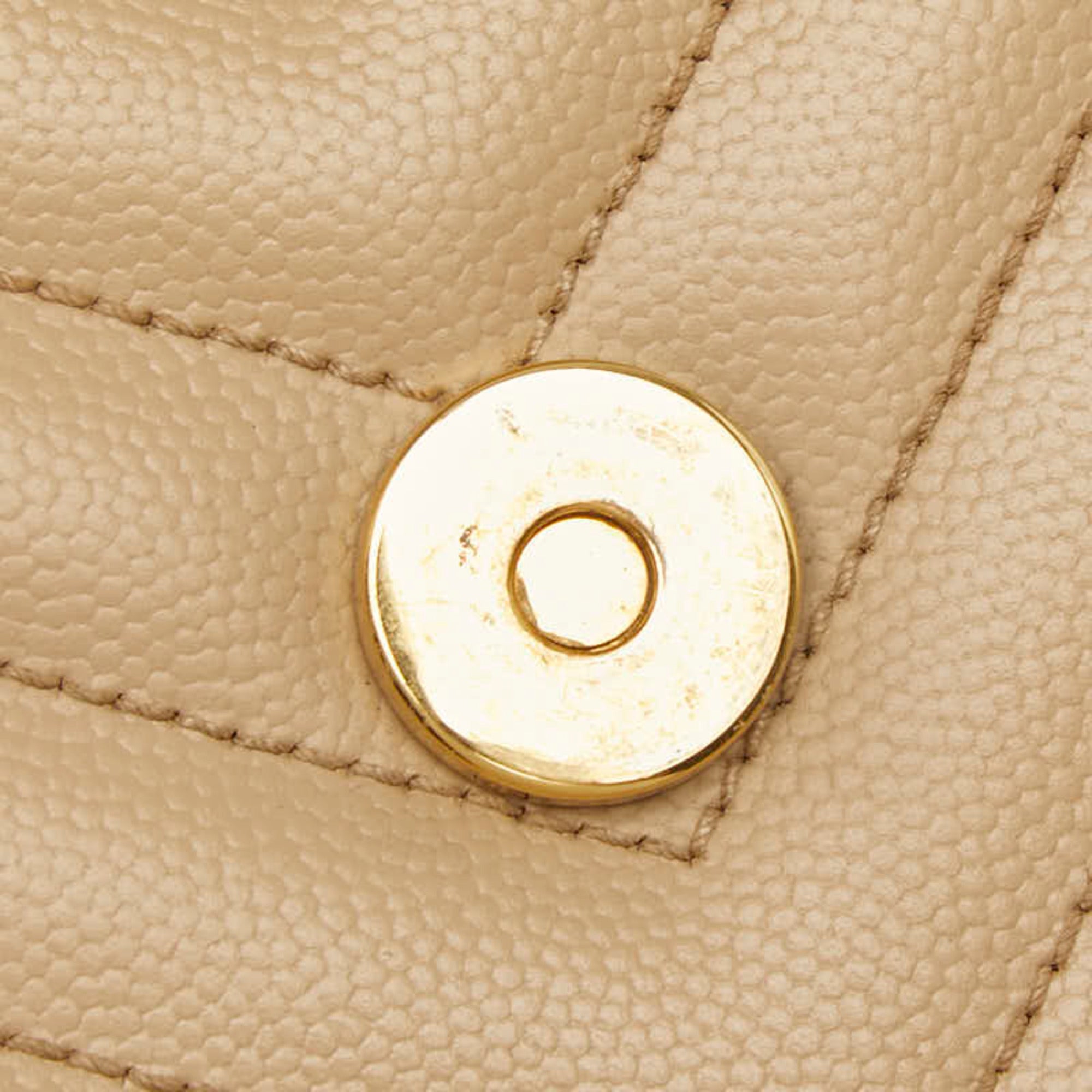 Saint Laurent Beige Gold Leather Shoulder Bag (Pre-Owned)