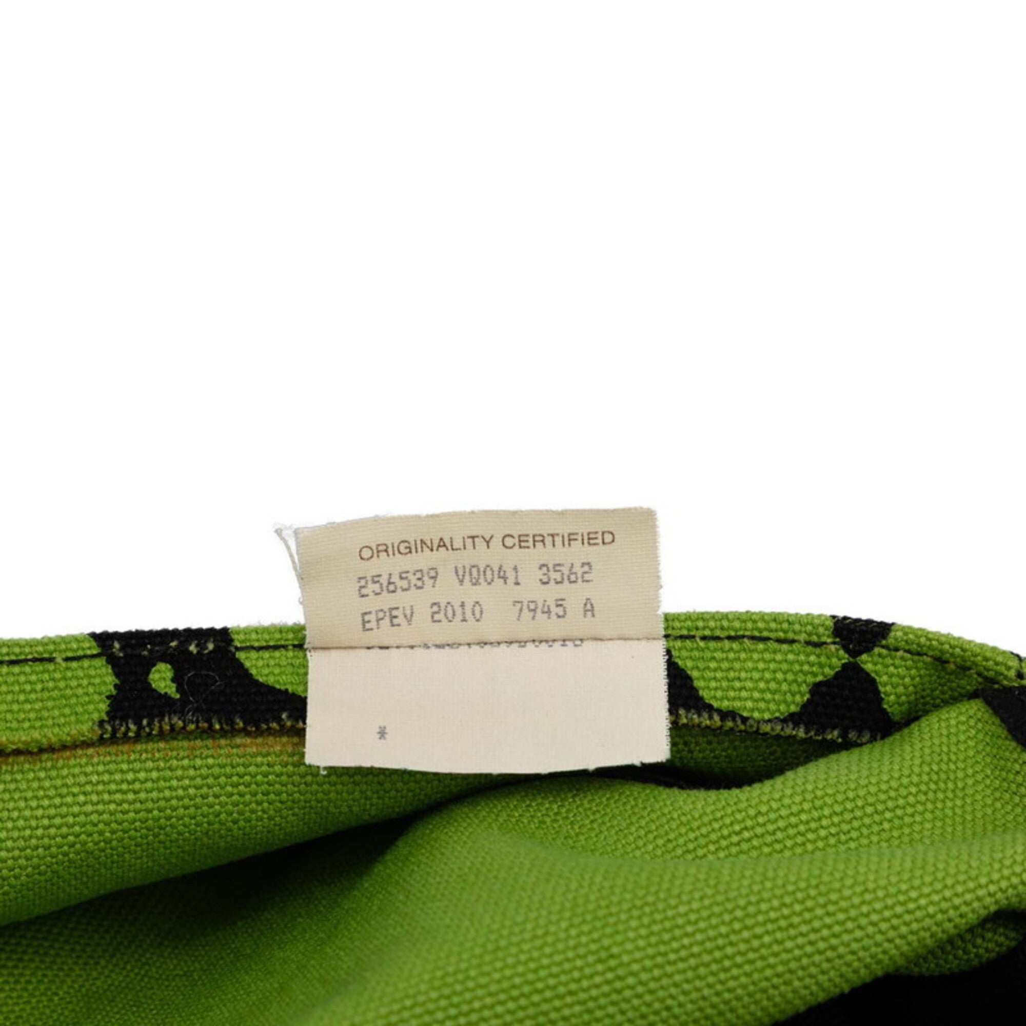 Bottega Veneta Black Green Canvas Leather Tote Bag (Pre-Owned)