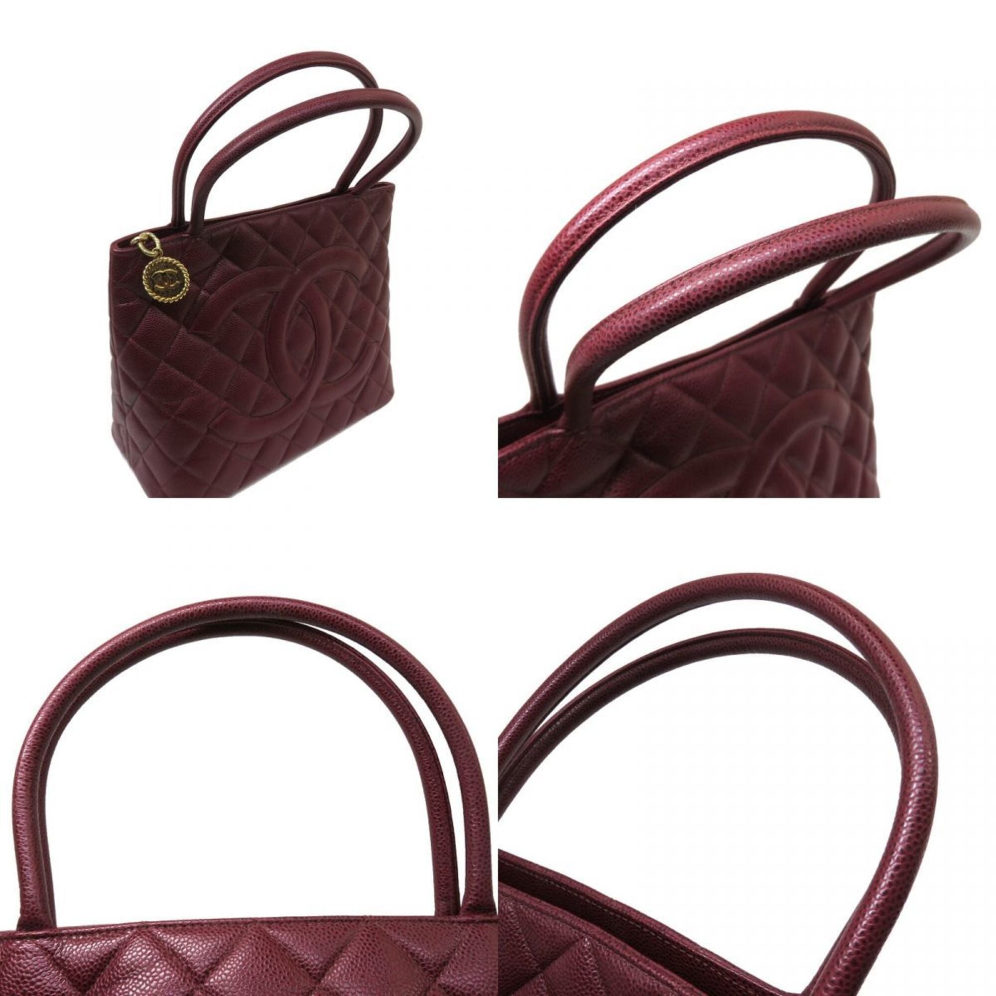 Chanel Bordeaux Grained Calfskin Handbag Tote Bag (Pre-Owned)