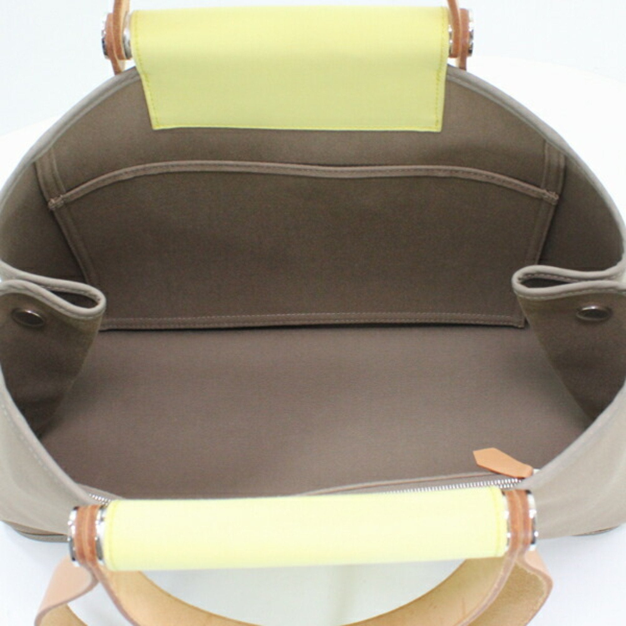 Hermes Etoupe Gray Soufre Toile Officier Leather Handbag (Pre-Owned)