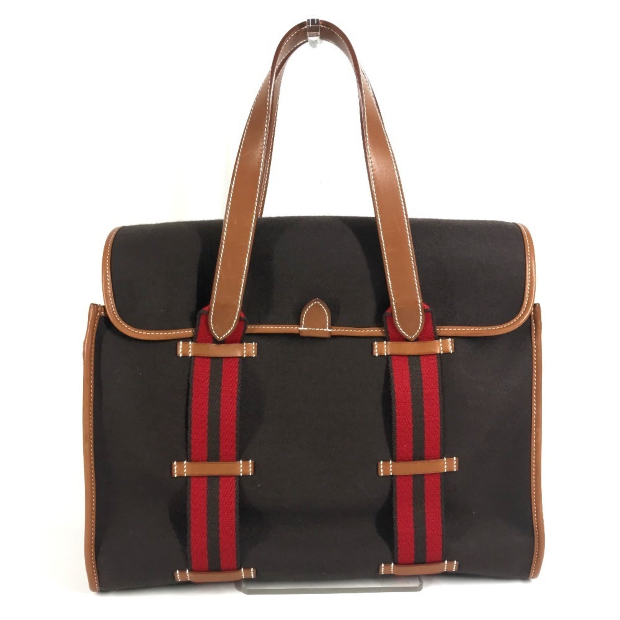 Hermes Brown Red Color Leather Silicone Handbag Tote Bag (Pre-Owned)