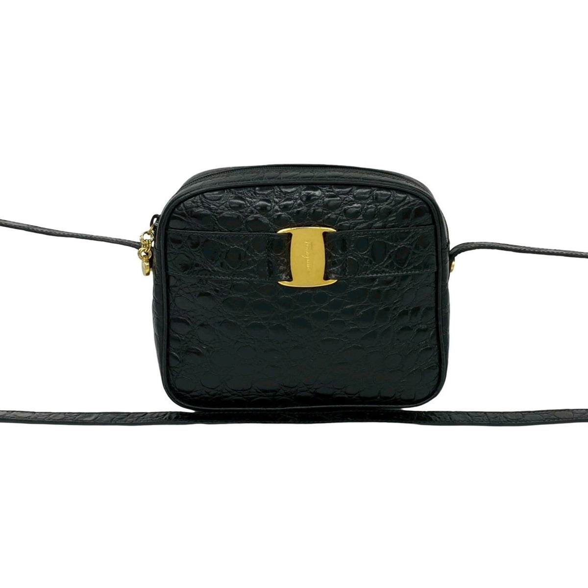 Salvatore Ferragamo Black Leather Shoulder Bag (Pre-Owned)