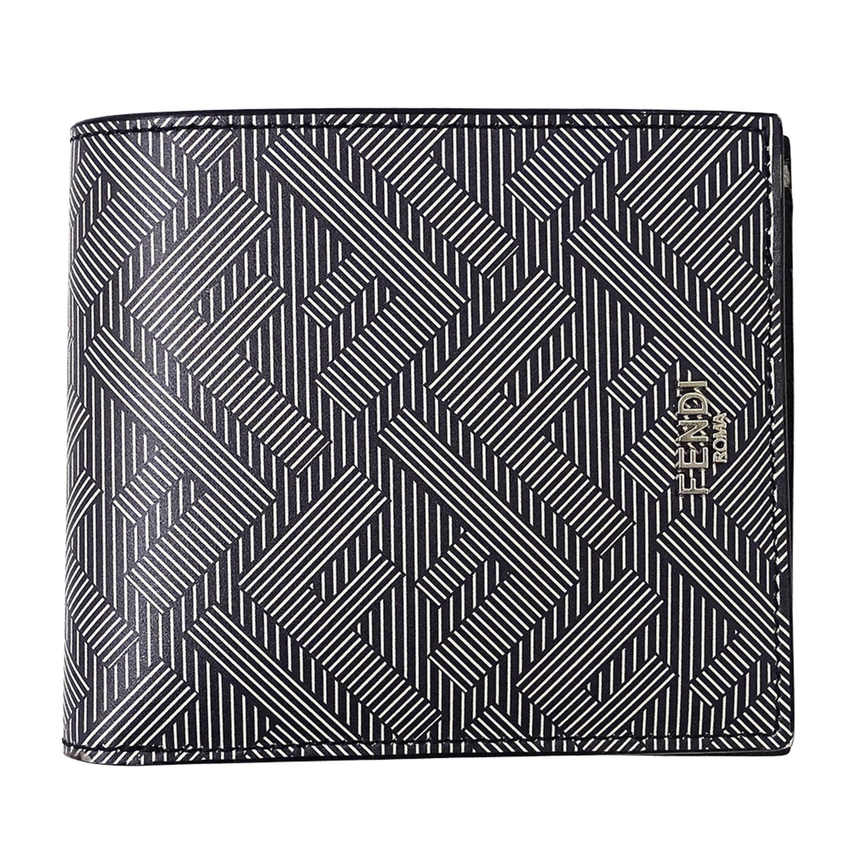 Fendi Black Gray Leather Wallet (Bi-Fold) (Pre-Owned)