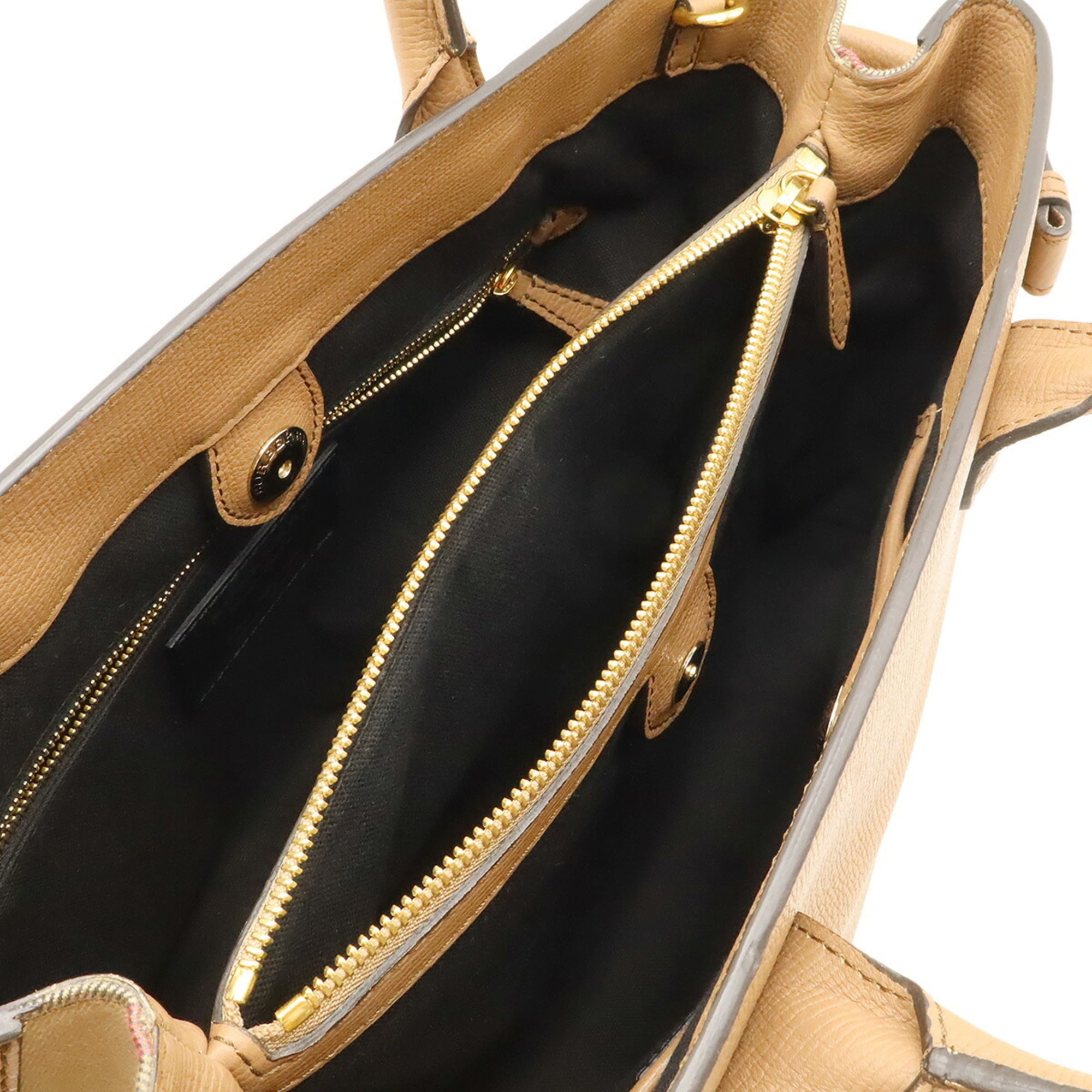 Burberry Beige Brown Leather Handbag Shoulder Bag (Pre-Owned)