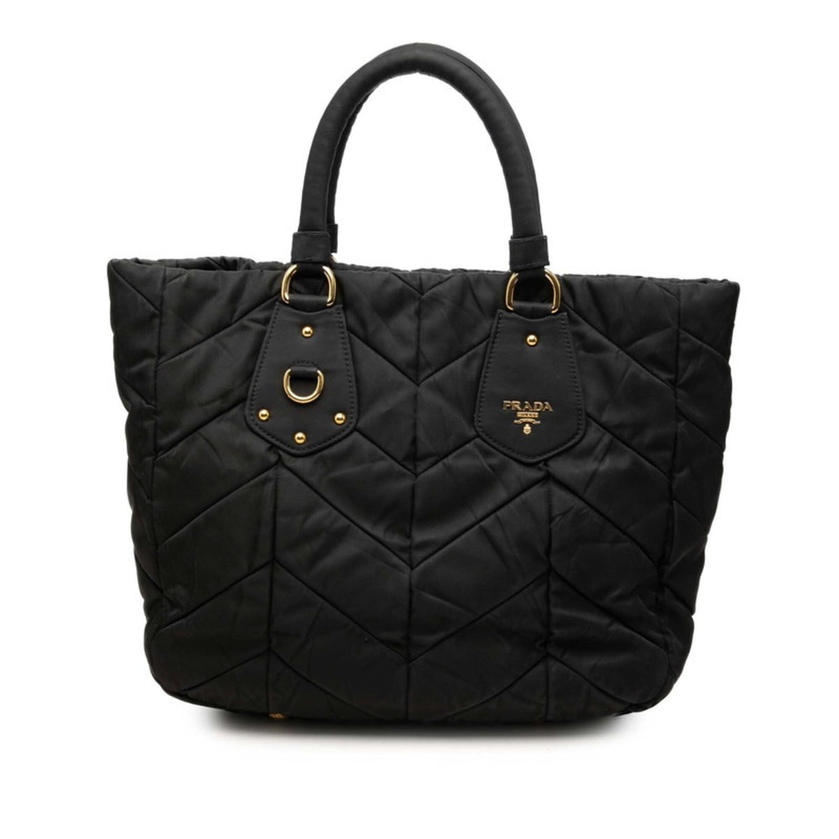 Prada Black Gold Nylon Tote Bag (Pre-Owned)