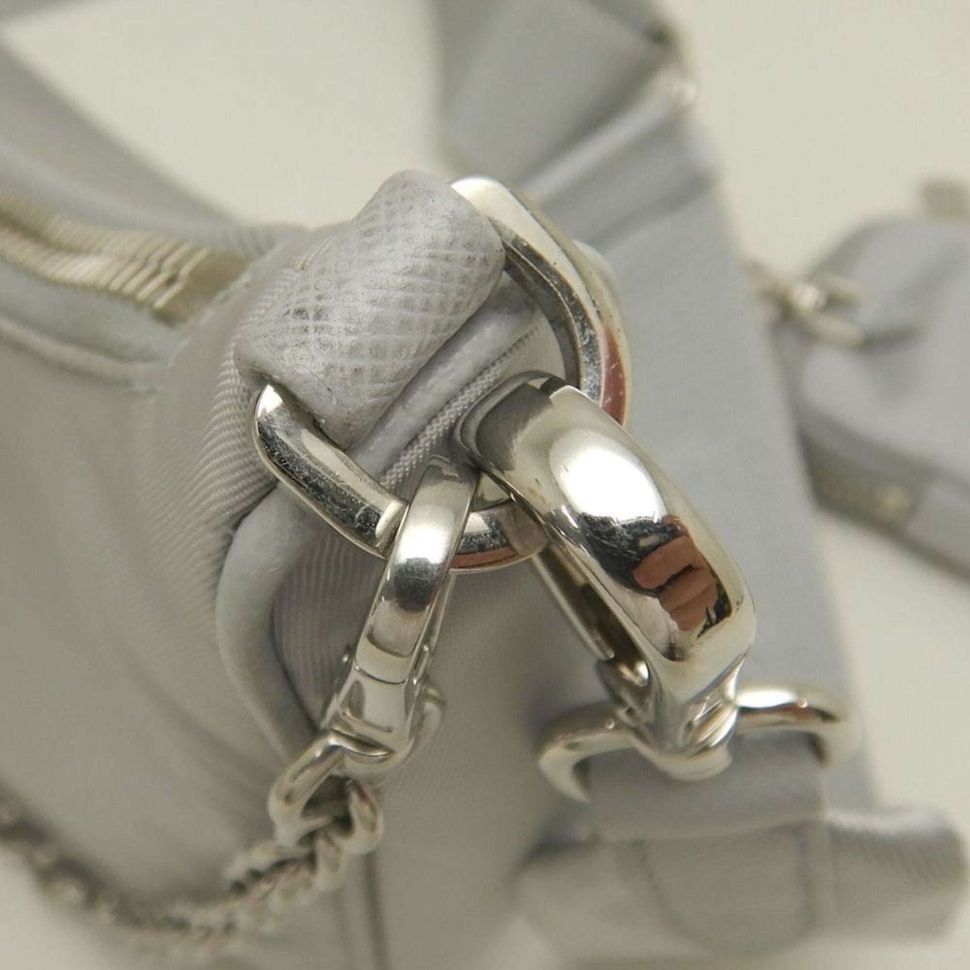 Prada Silver Nylon Shoulder Bag (Pre-Owned)