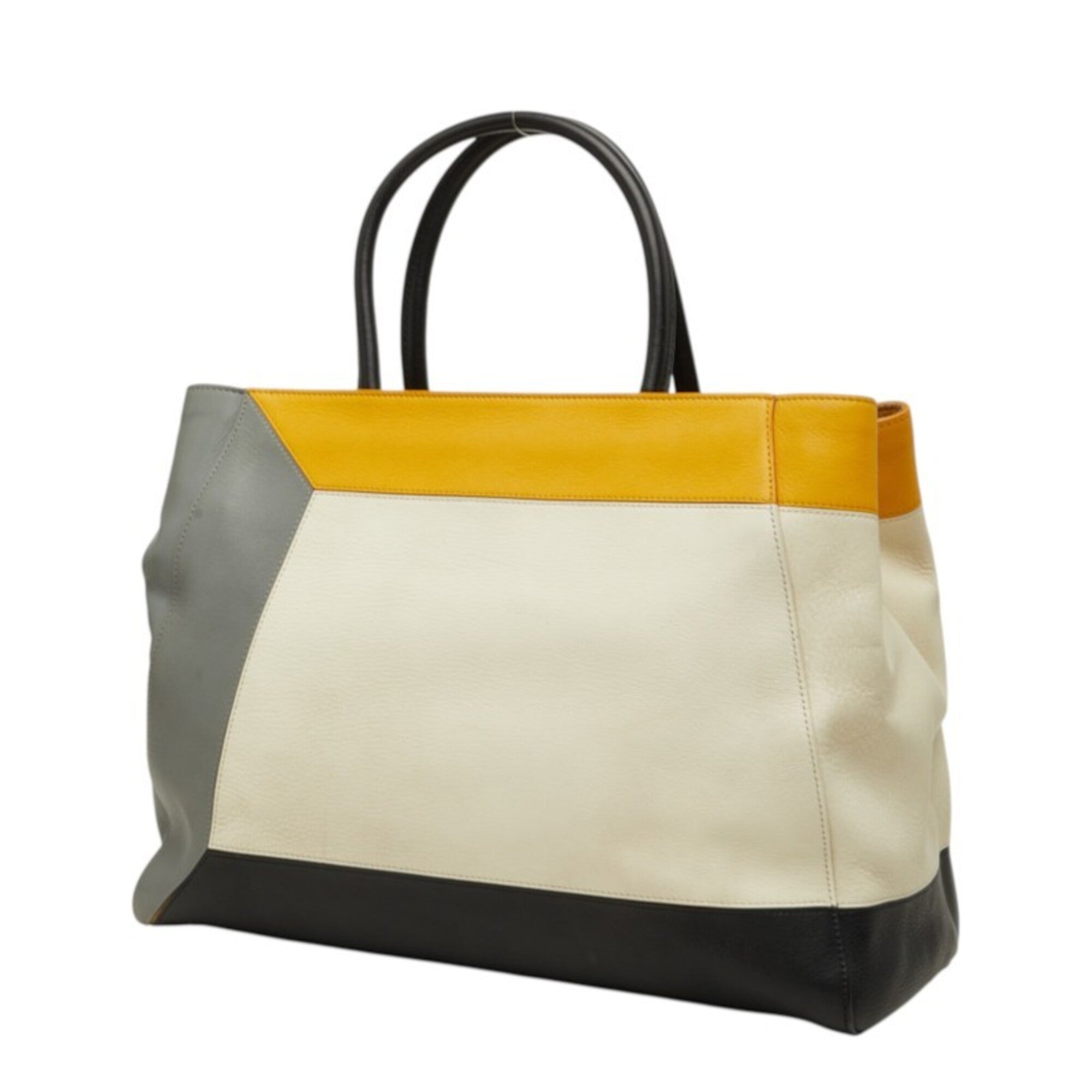 Fendi Black Gray White Yellow Leather Handbag Shoulder Bag (Pre-Owned)