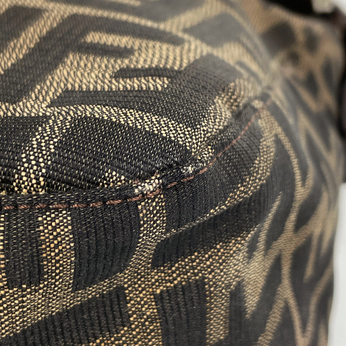 Fendi Zucca Brown Canvas Leather Shoulder Bag (Pre-Owned)