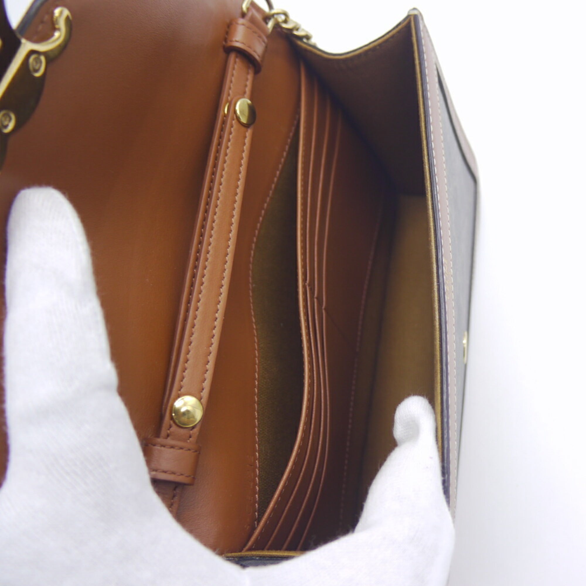 Celine Brown Canvas Leather Shoulder Bag (Pre-Owned)