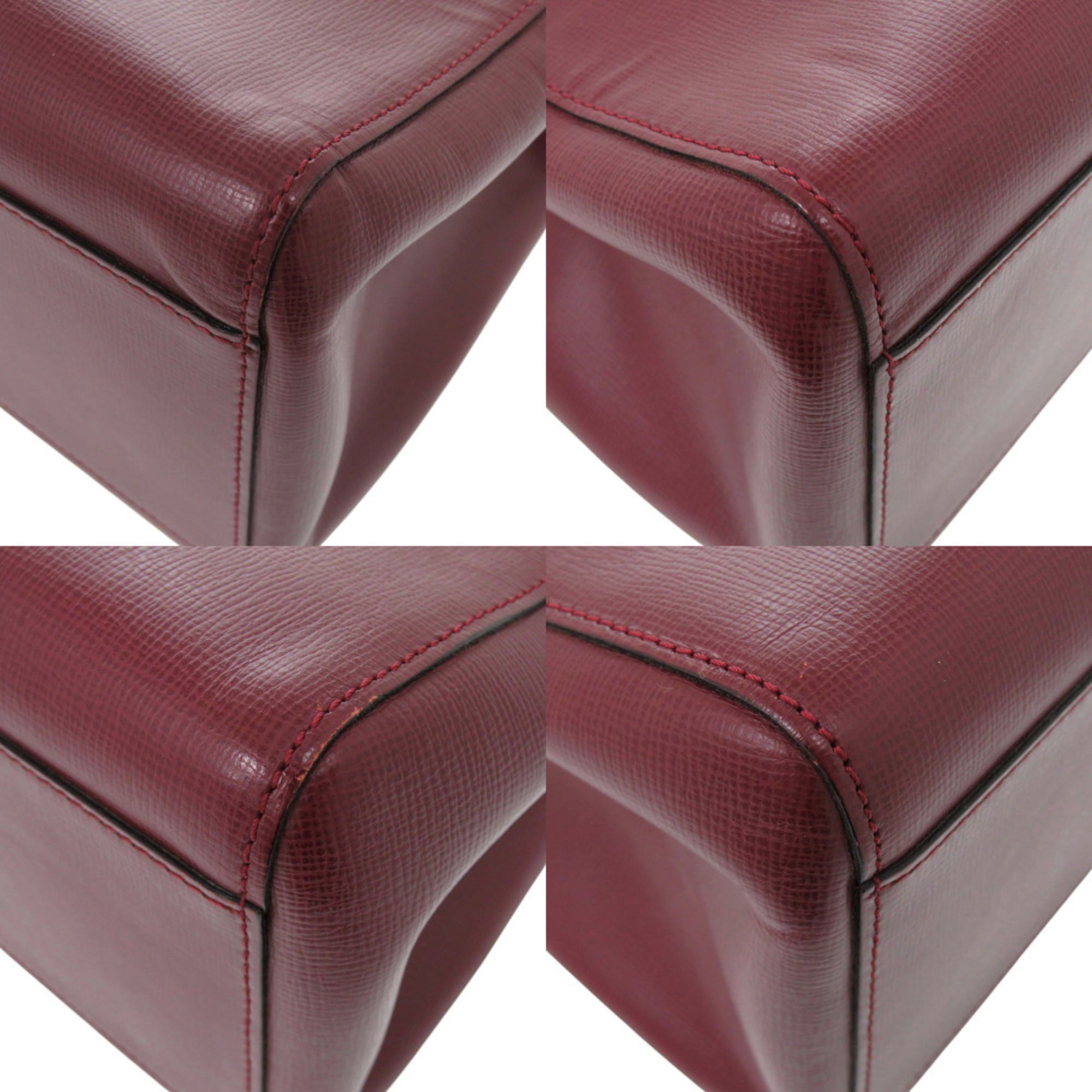 Cartier Bordeaux Red Color Leather Shoulder Bag (Pre-Owned)