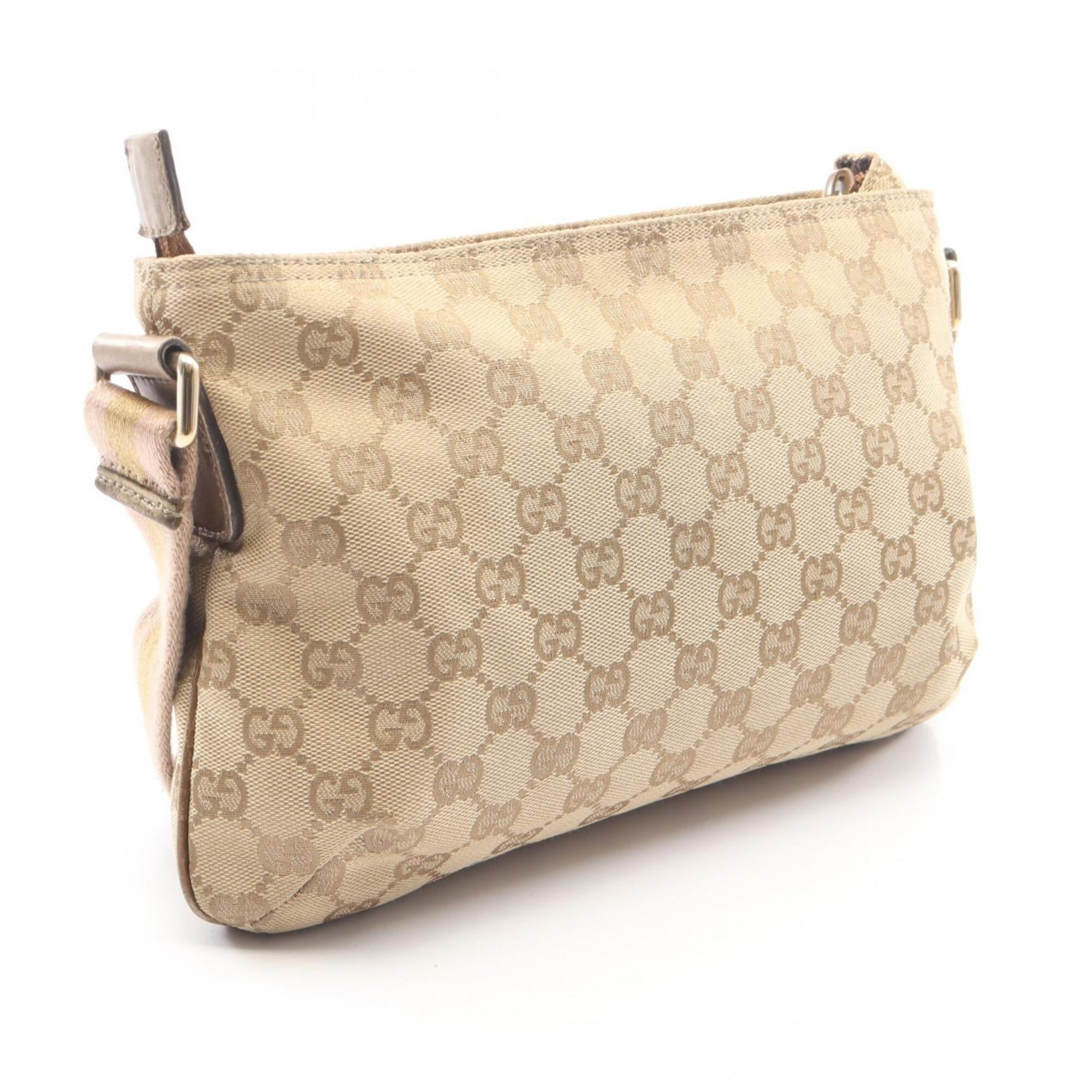 Gucci Beige Canvas Leather Handbag Shoulder Bag (Pre-Owned)
