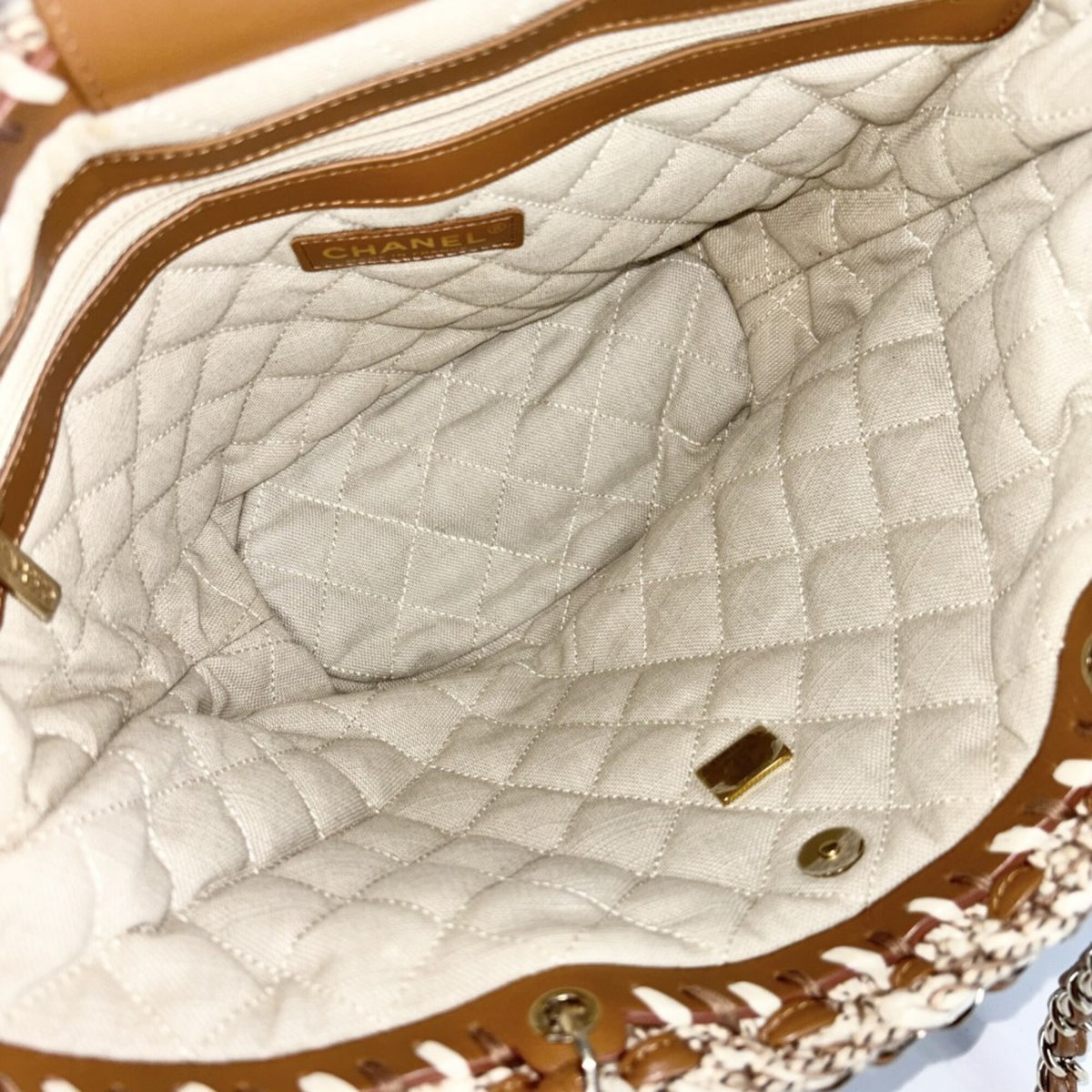 Chanel Beige Brown Shopping Bag Shoulder Bag Tote Bag (Pre-Owned)