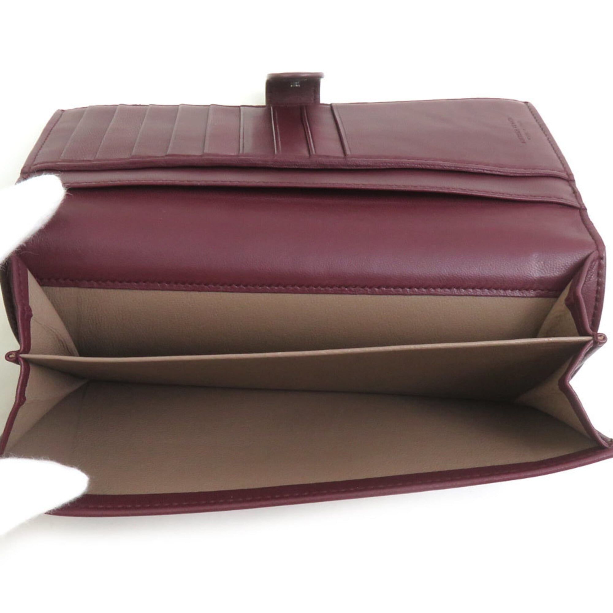 Bottega Veneta Bordeaux Leather Long Wallet (Bi-Fold) (Pre-Owned)