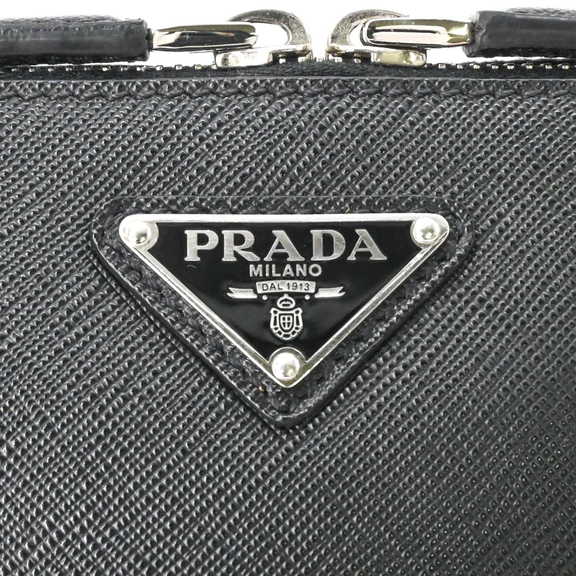 Prada Black Saffiano Triangle Shoulder Bag (Pre-Owned)