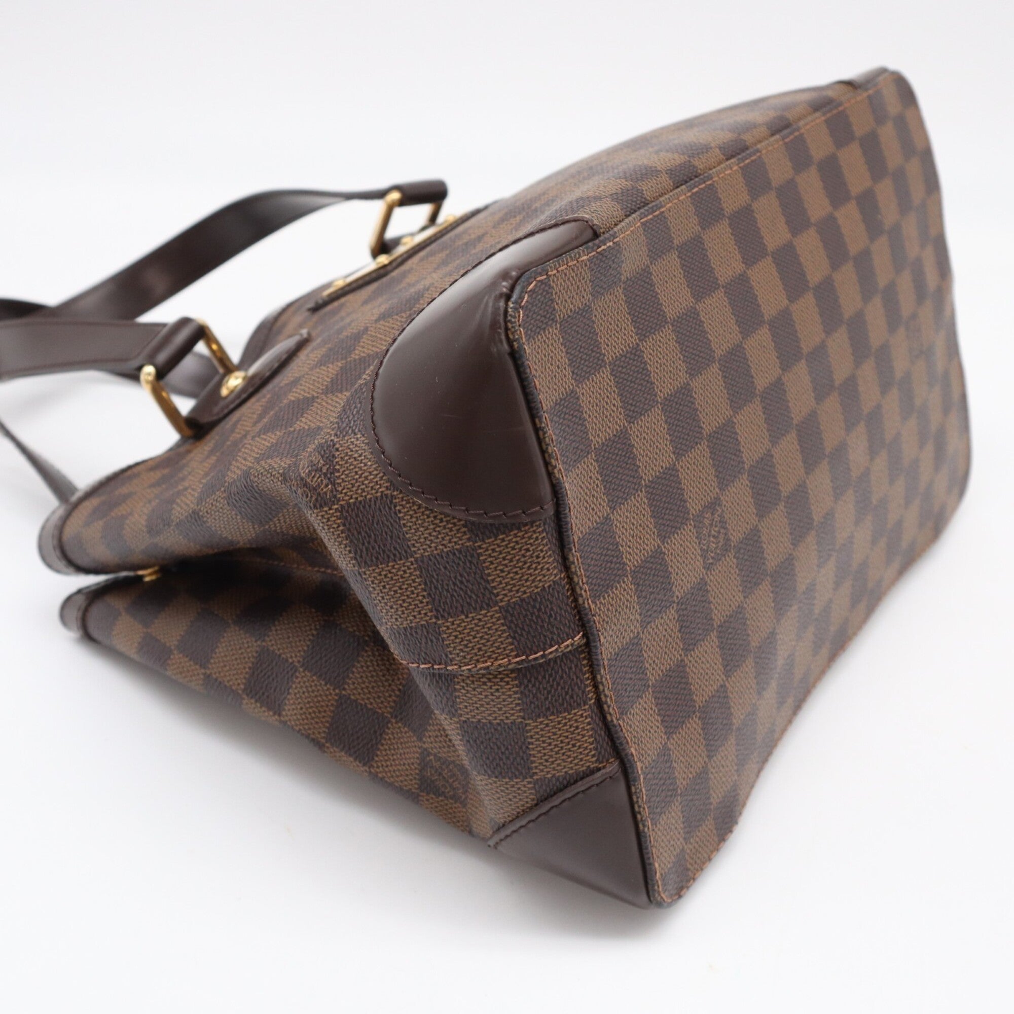 Louis Vuitton Beige Brown Damier Canvas Leather Coated Canvas Handbag (Pre-Owned)