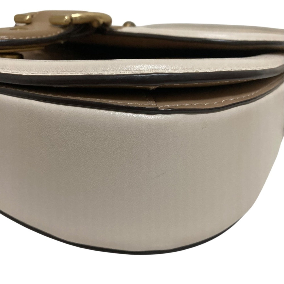 Coach Beige Off-White Saddle Bag Shoulder Bag (Pre-Owned)