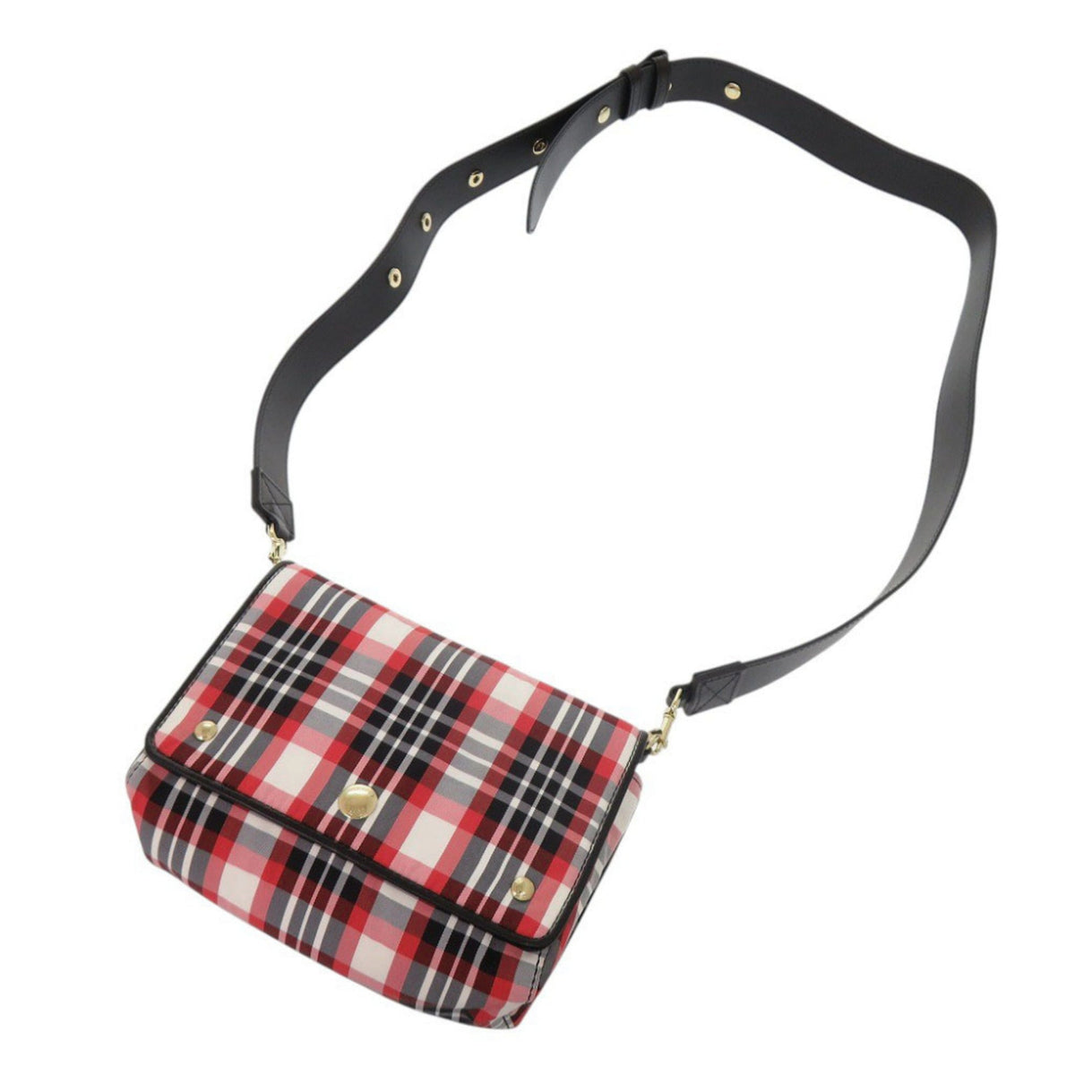 Burberry Black Red Color White Nylon Leather Shoulder Bag (Pre-Owned)