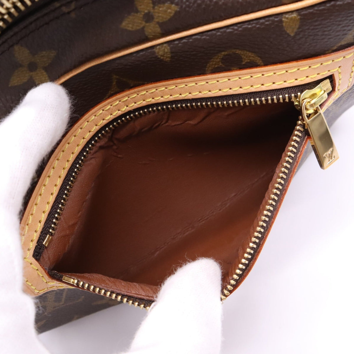 Louis Vuitton Beige Brown Coated Canvas Leather Pochette Shoulder Bag (Pre-Owned)