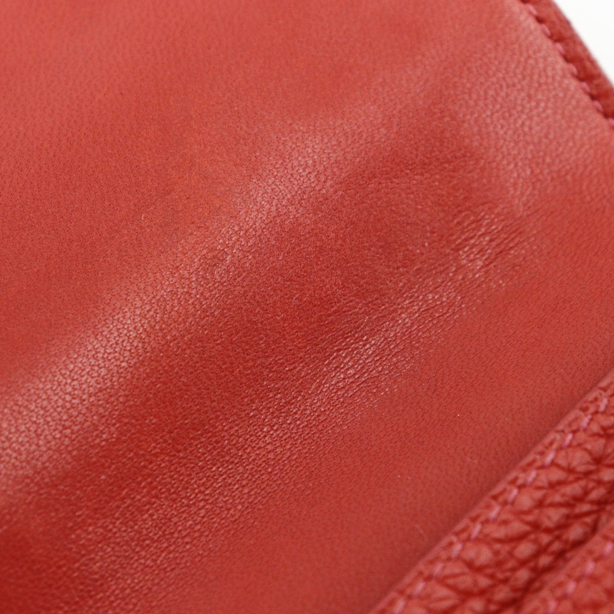 Hermes Dogon Red Color Taurillon Clemence Leather Long Wallet (Bi-Fold) (Pre-Owned)