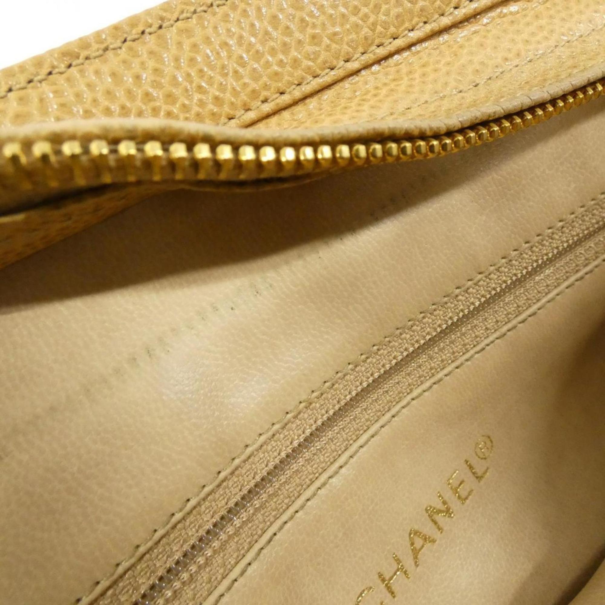 Chanel Beige Grained Calfskin Shoulder Bag (Pre-Owned)
