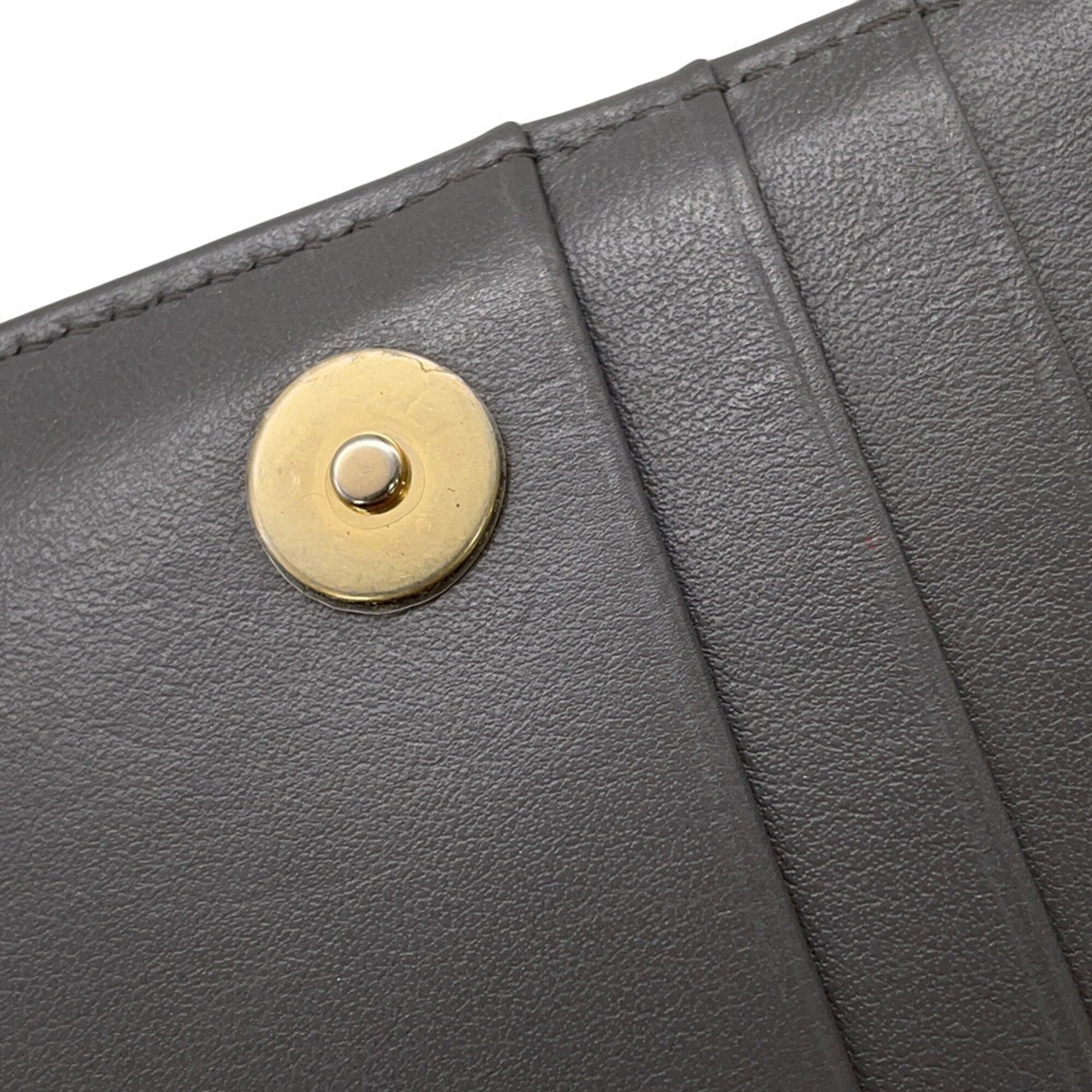Chanel Gray Grained Calfskin Chain/Shoulder Wallet (Pre-Owned)