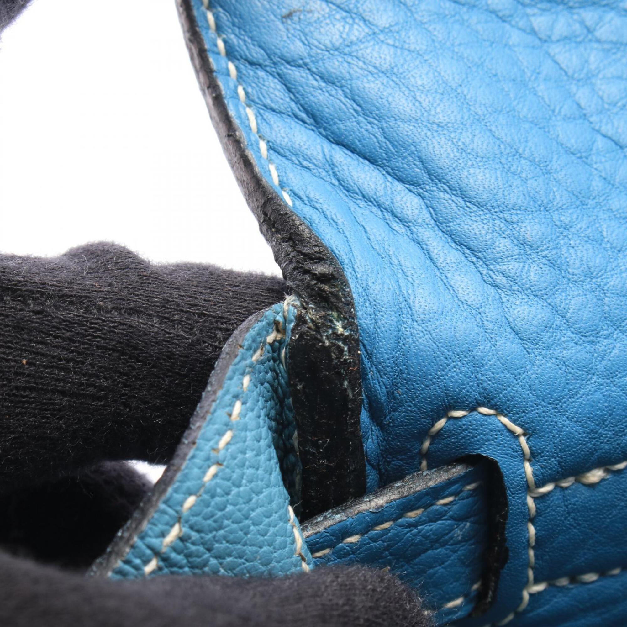 Hermes Blue Blue Jean Taurillon Clemence Leather Leather Handbag (Pre-Owned)