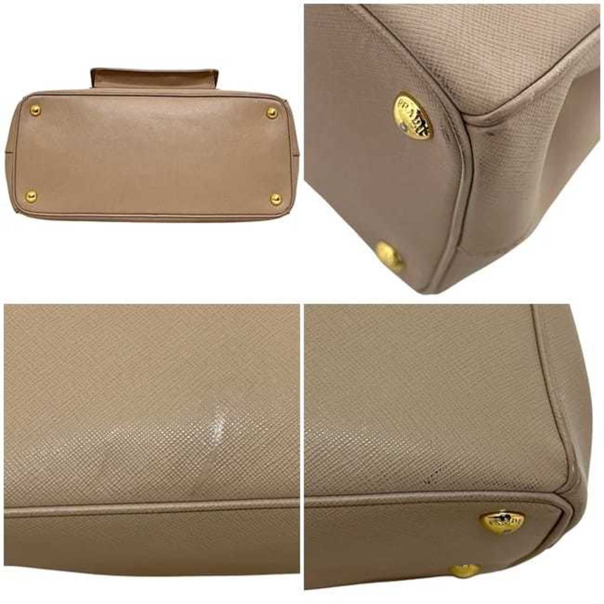 Prada Beige Saffiano Triangle Handbag Shoulder Bag (Pre-Owned)