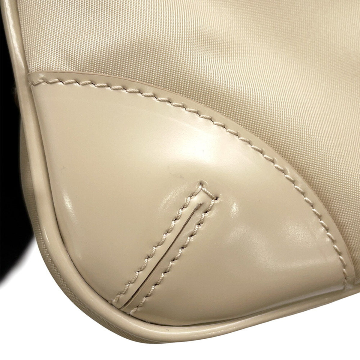 Prada Beige Nylon Leather Shoulder Bag (Pre-Owned)