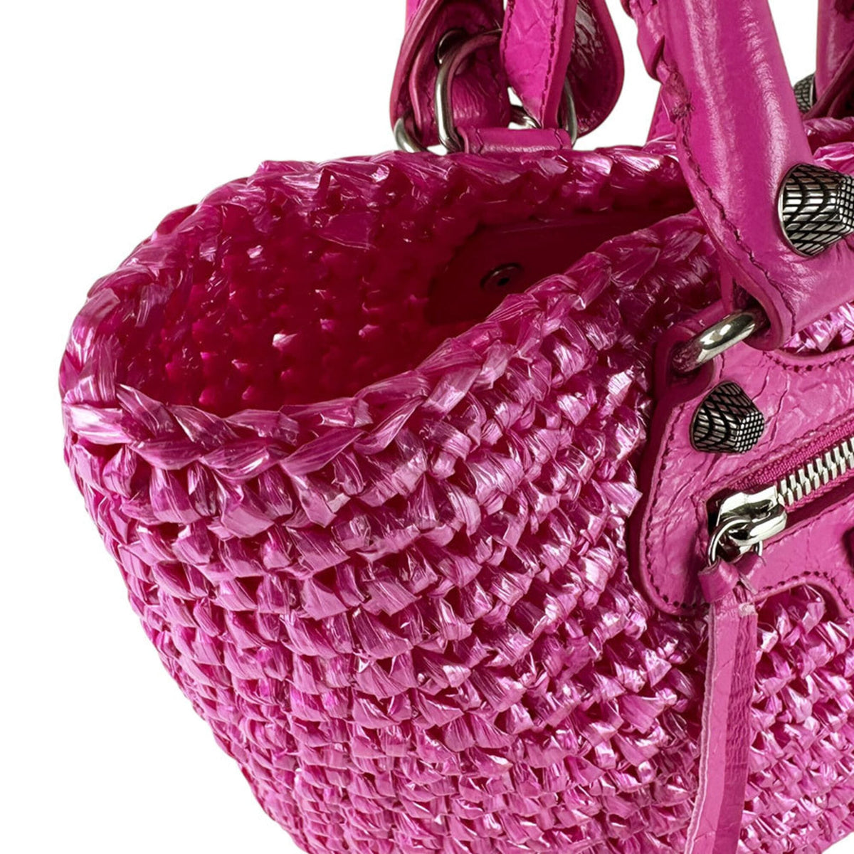 Balenciaga Pink Leather Polyamide Handbag Shoulder Bag (Pre-Owned)