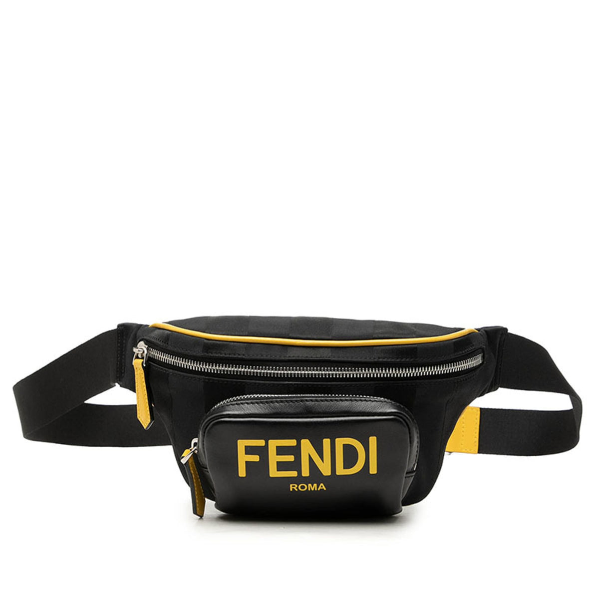Fendi Black Yellow Nylon Leather Sling Bag (Pre-Owned)